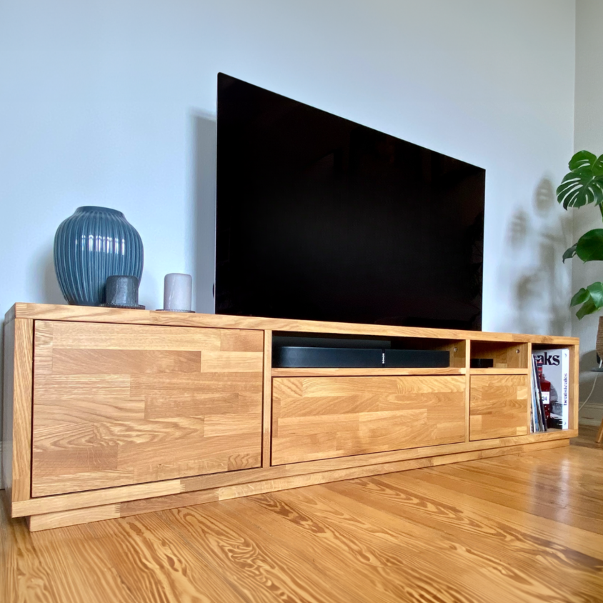 Long TV Stand Cabinet. Solid Wood. UK Handmade to Order. 180cm 
