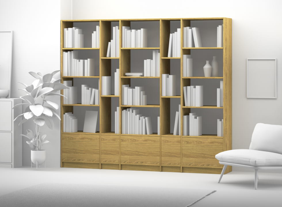 Bibliothèque / meuble TV personnalisable rangement porte et tiroir
