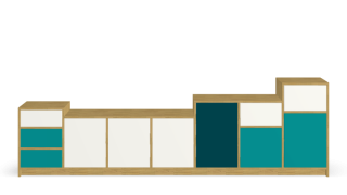 Commode moderne avec portes colorées