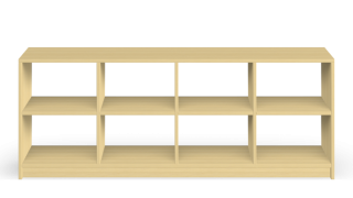 Low shelf made of solid wood