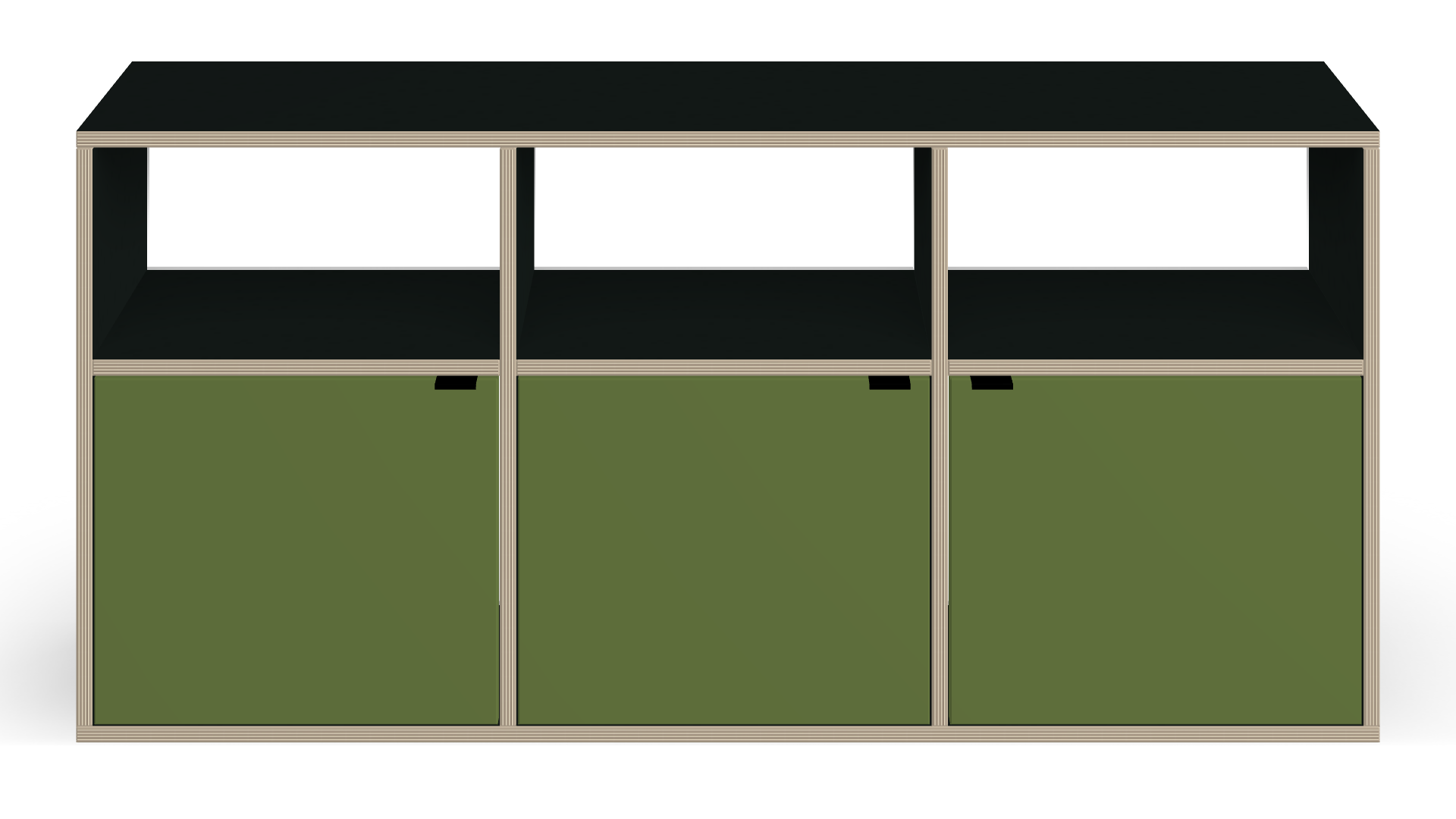 Low shelf with doors