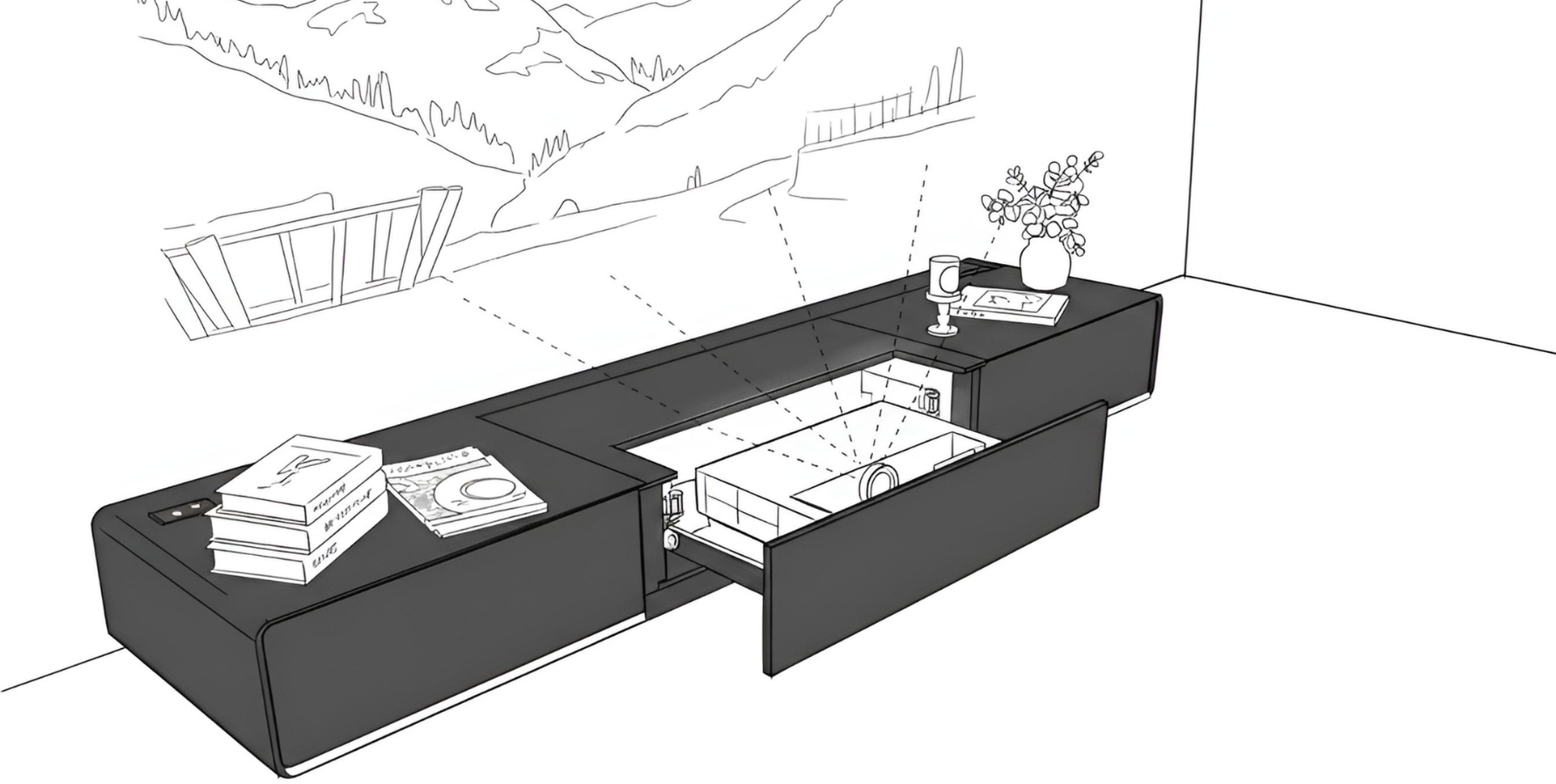 Sur demande : meuble vidéoprojecteur