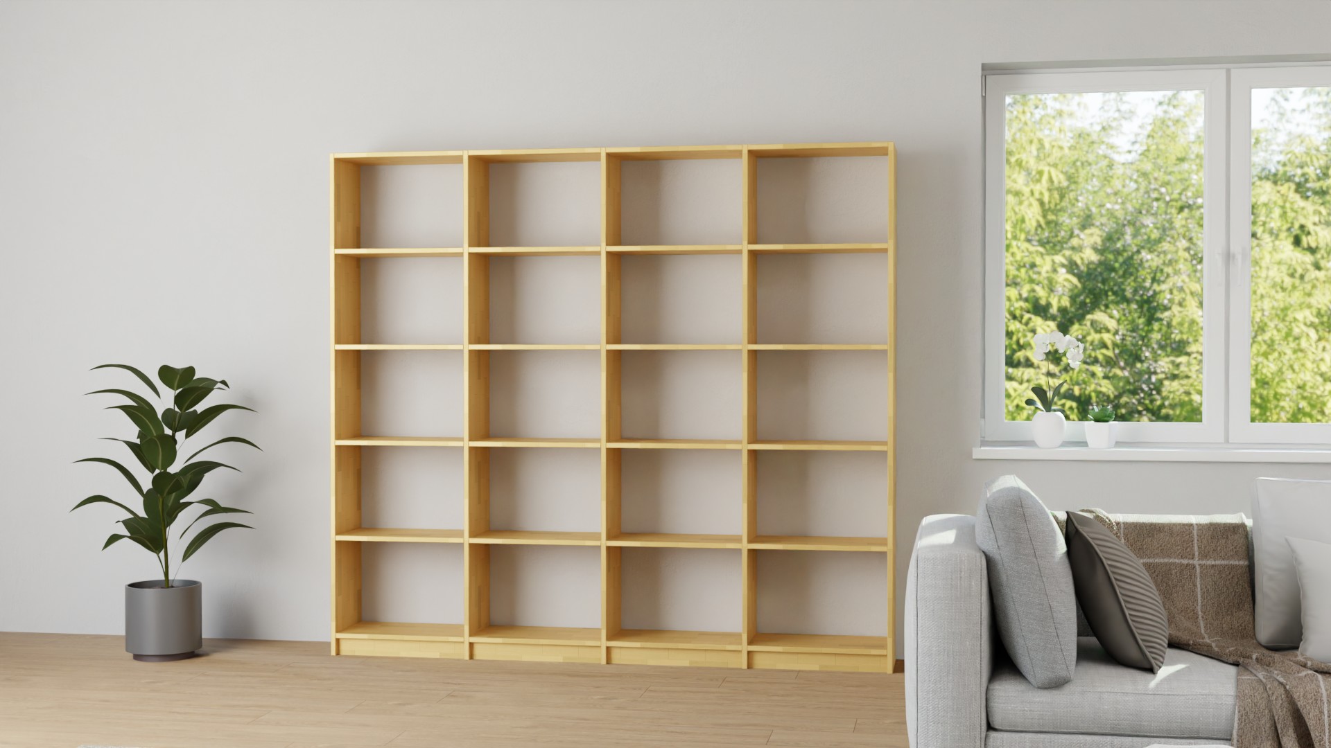 Großes Bücherregal nach Maß Buche