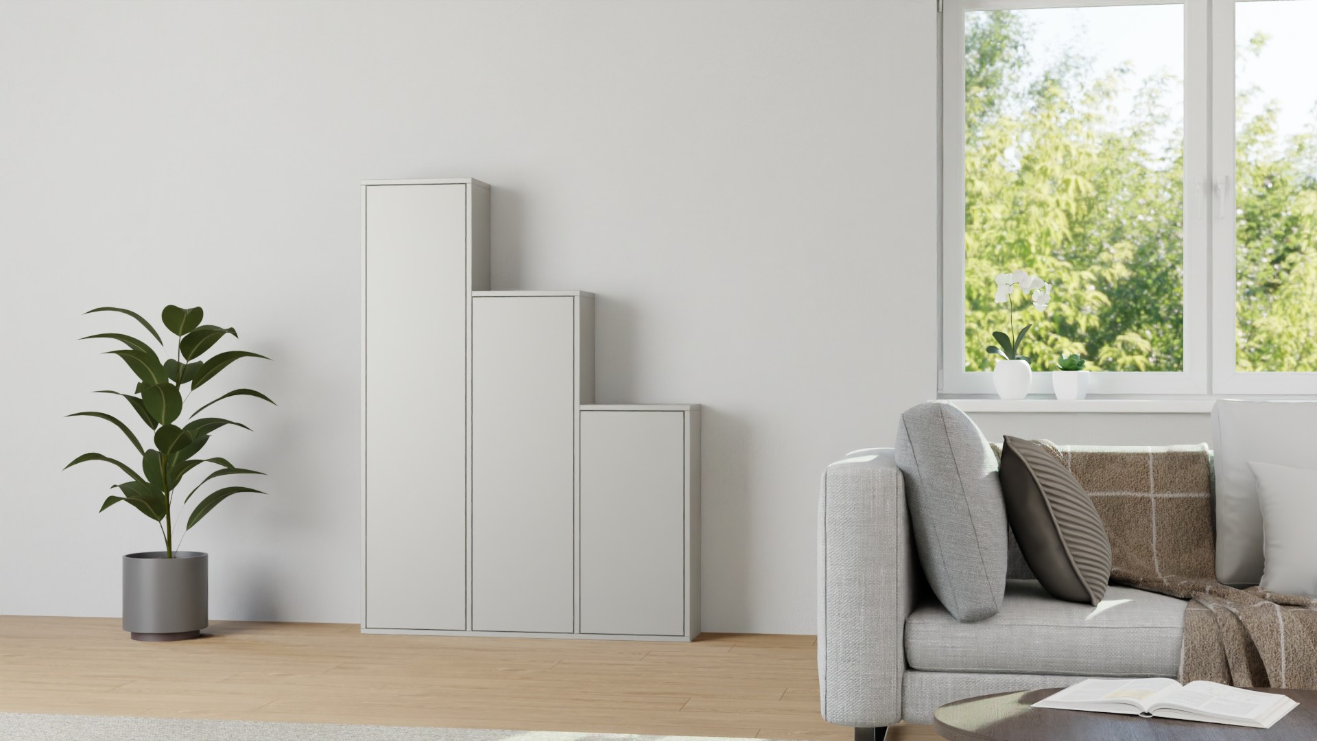 Stufenregal mit Türen - Stufenschrank mit vielen Optionen Premium Dekore