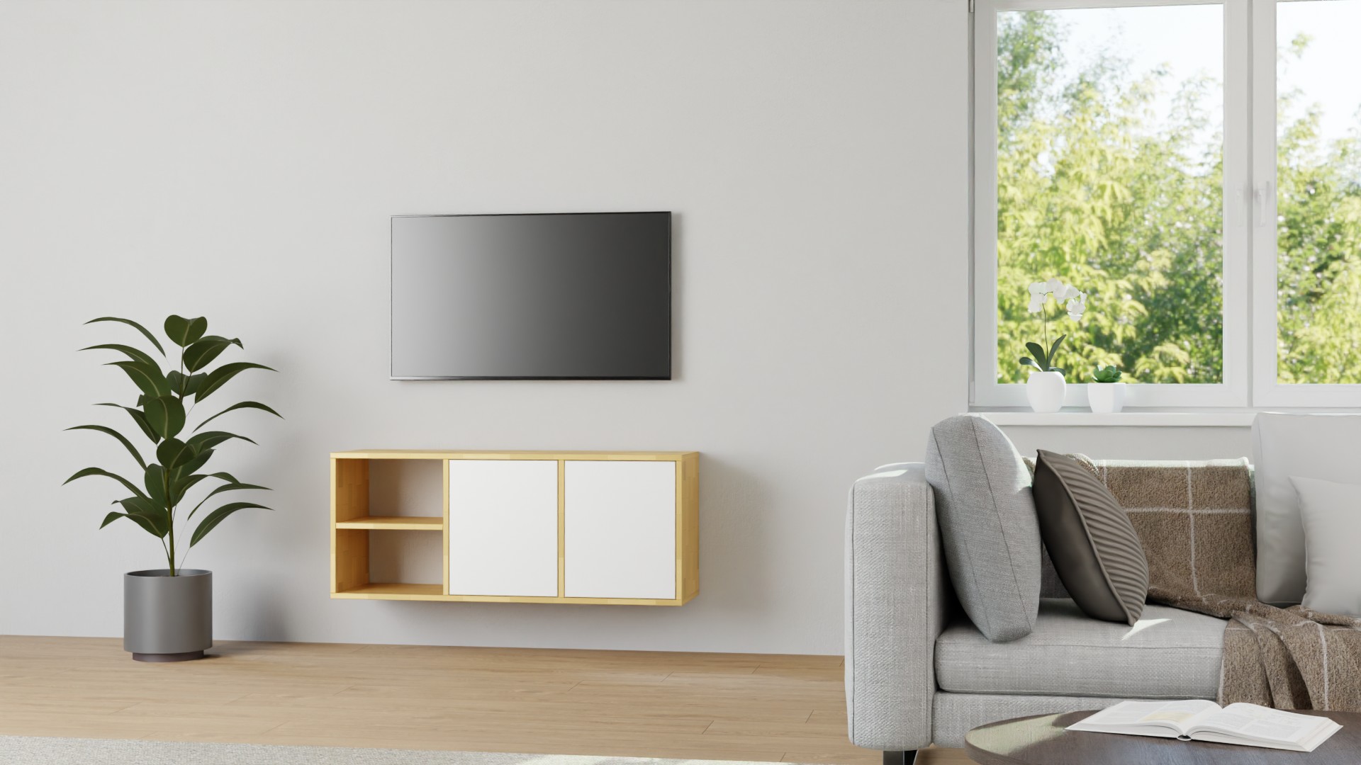 Hängesideboard nach Maß – gratis Magazin Buche