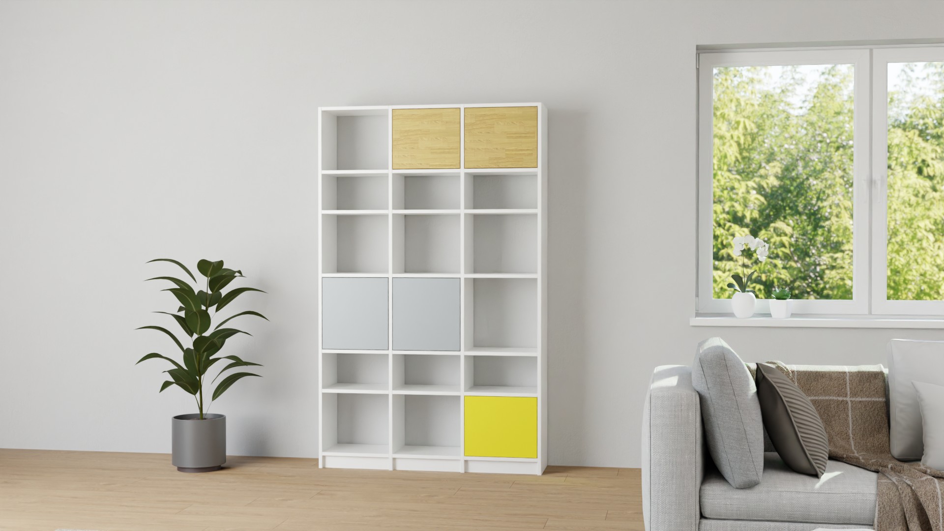 Modernes Bücherregal - Regal mit Türen MDF Beschichtet