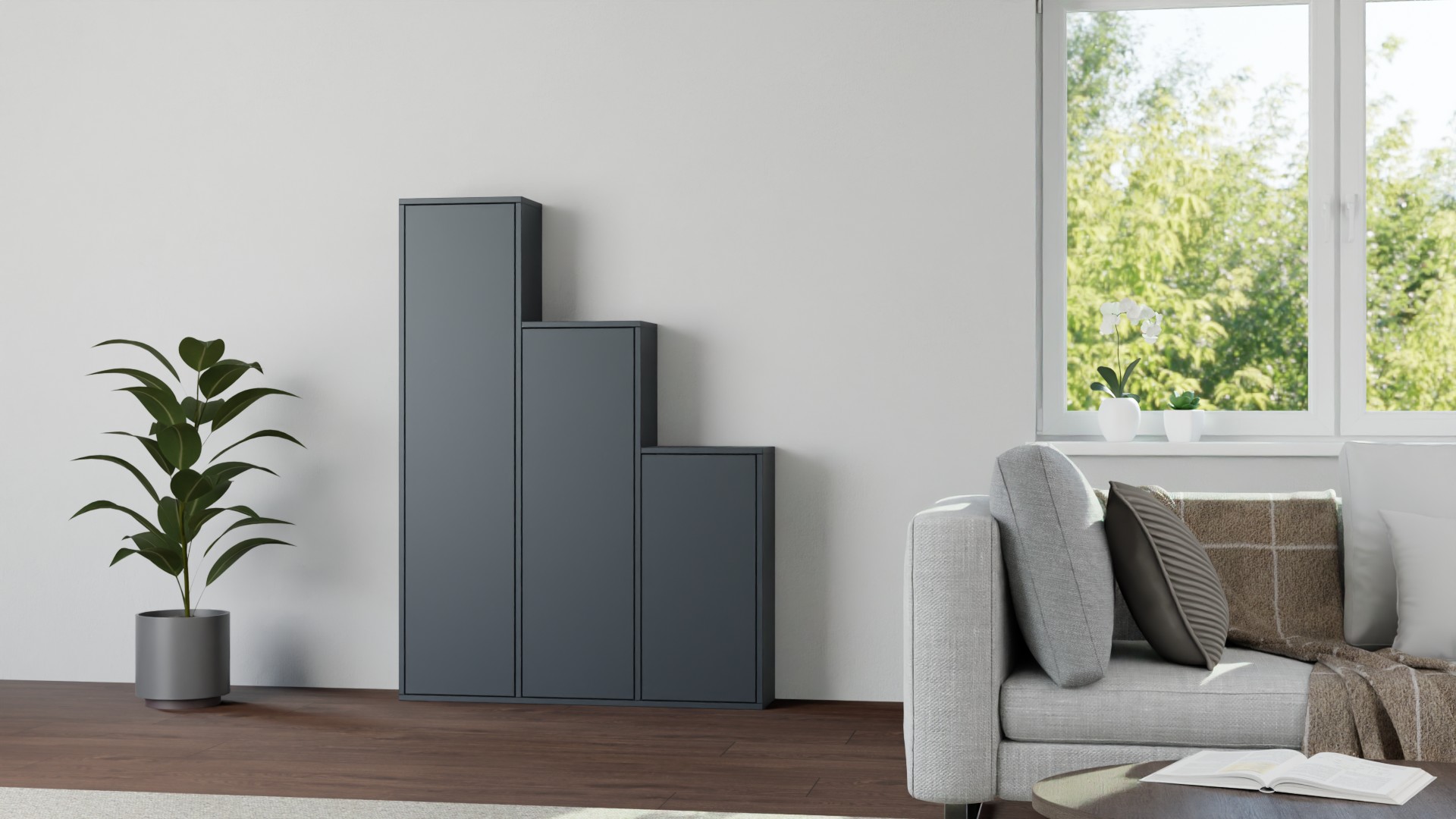 Stufenregal mit Türen - Stufenschrank mit vielen Optionen Premium Dekore