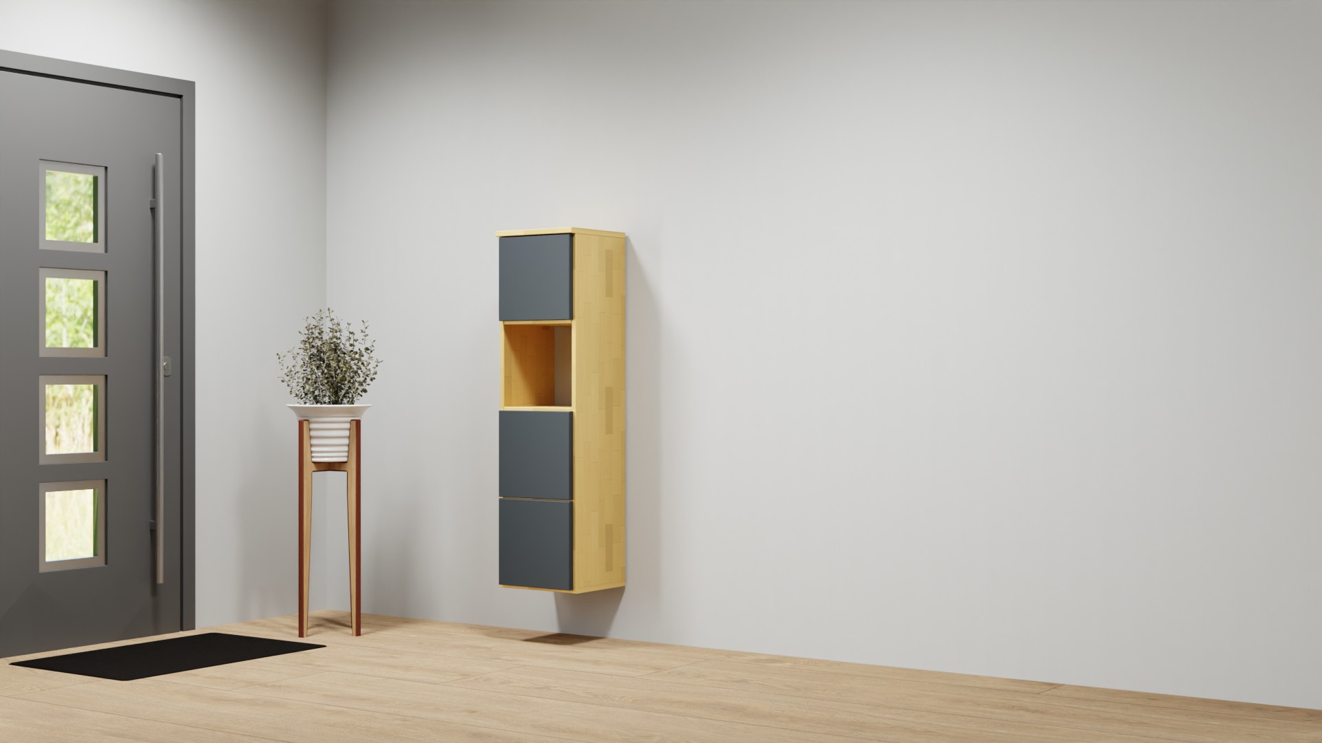 Telefonschrank mit Wandhalterung nach Maß Buche