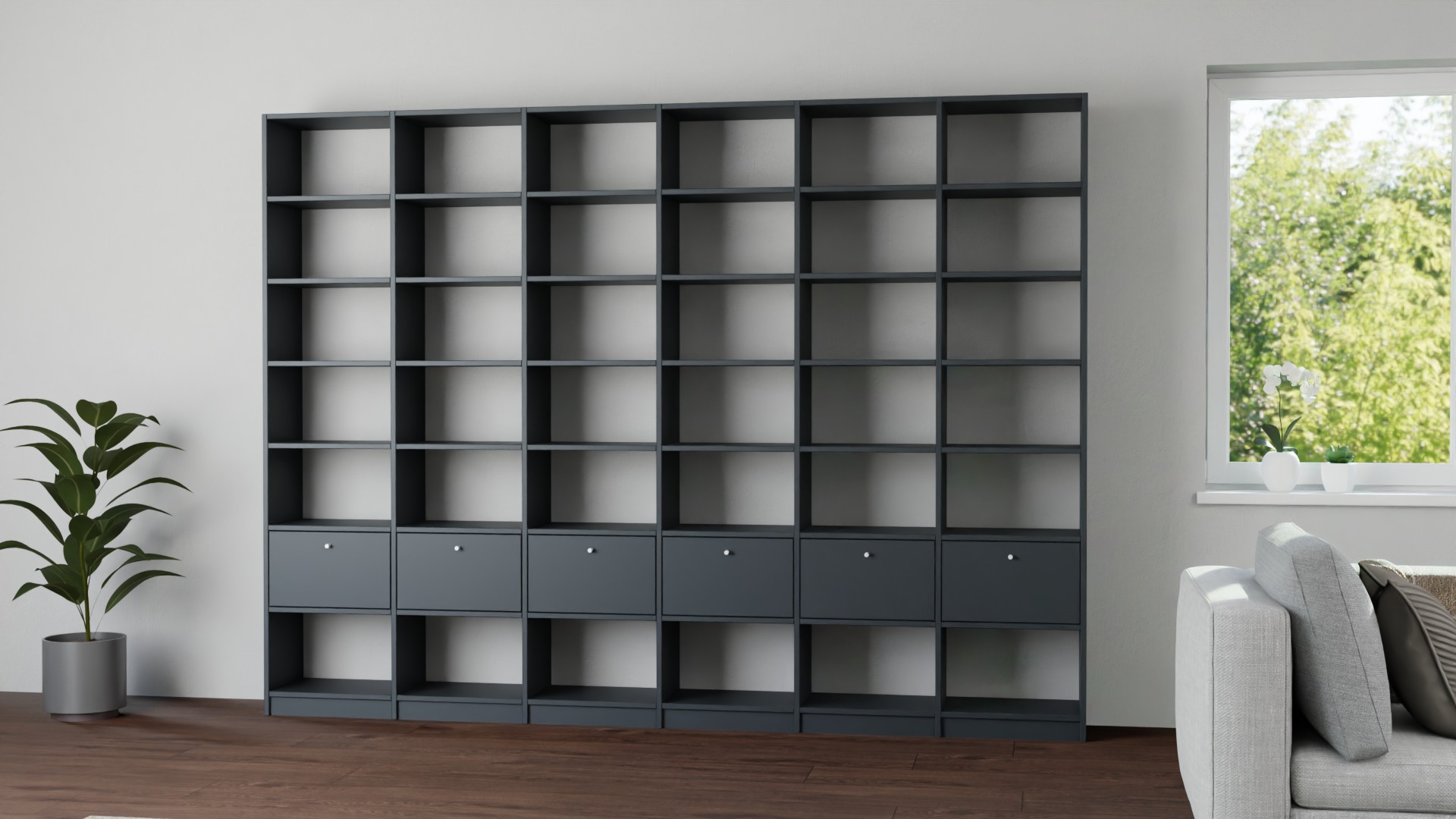 Großes Bücherregal nach Maß - Wohnzimmerregal mit vielen Optionen Premium Dekore