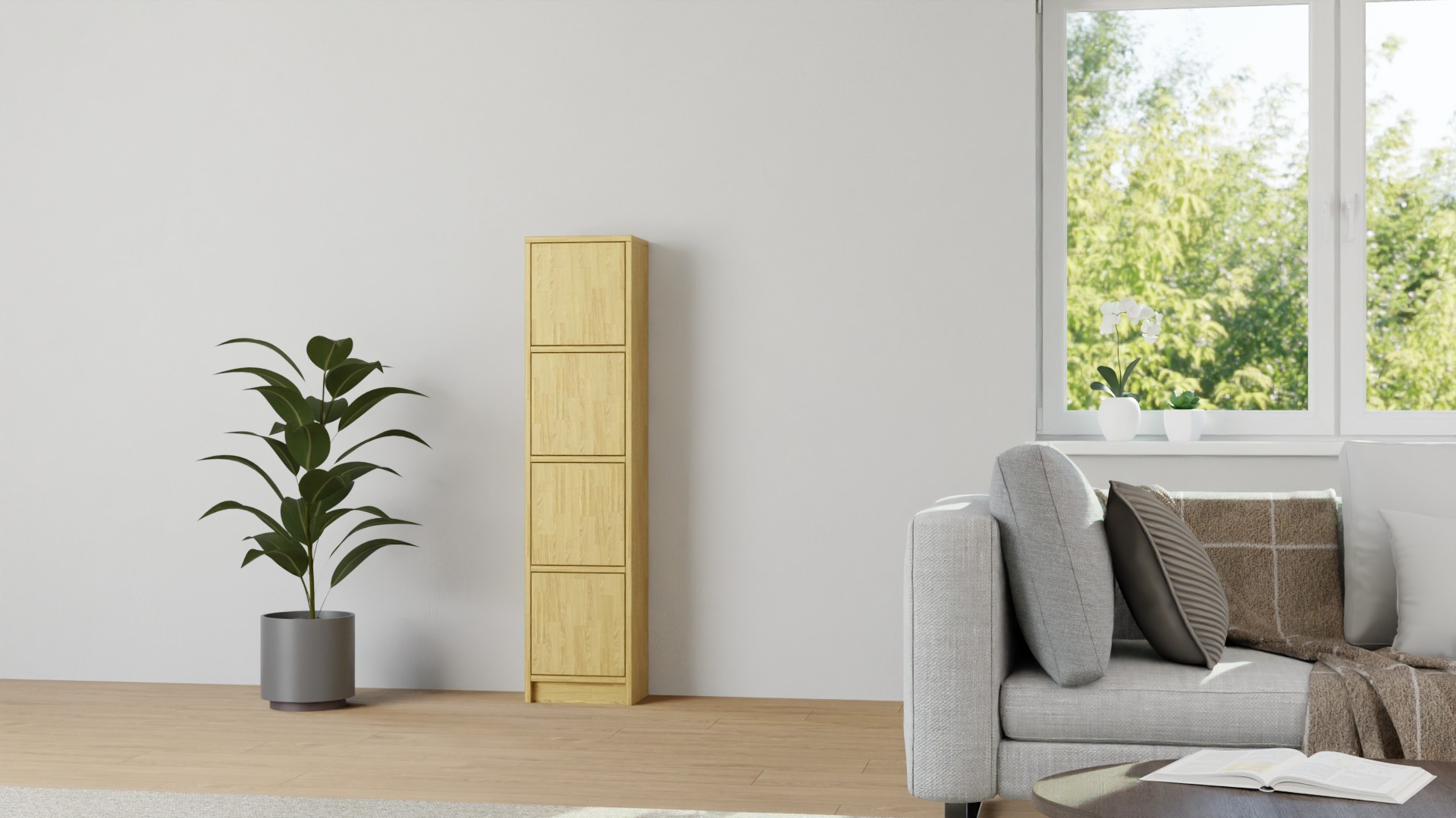 Schmales Regal nach Maß Eiche