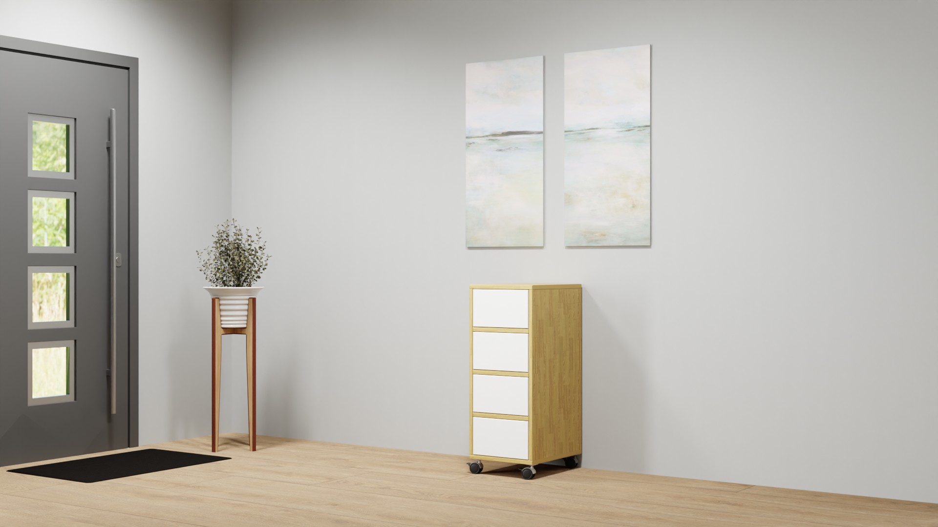 Container mit Schubladen Eiche