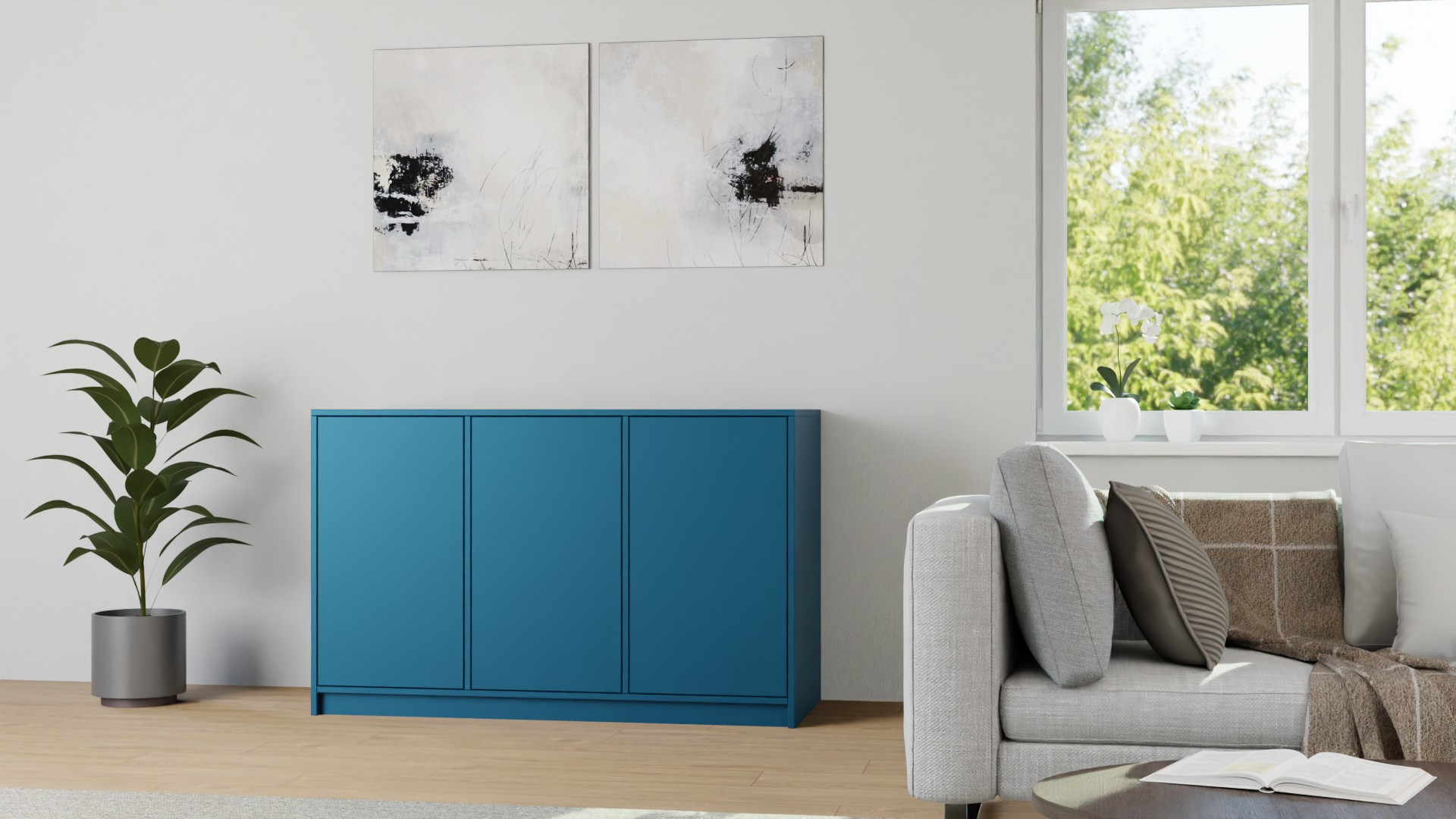 Blaues Sideboard von Pickawood MDF Lackiert