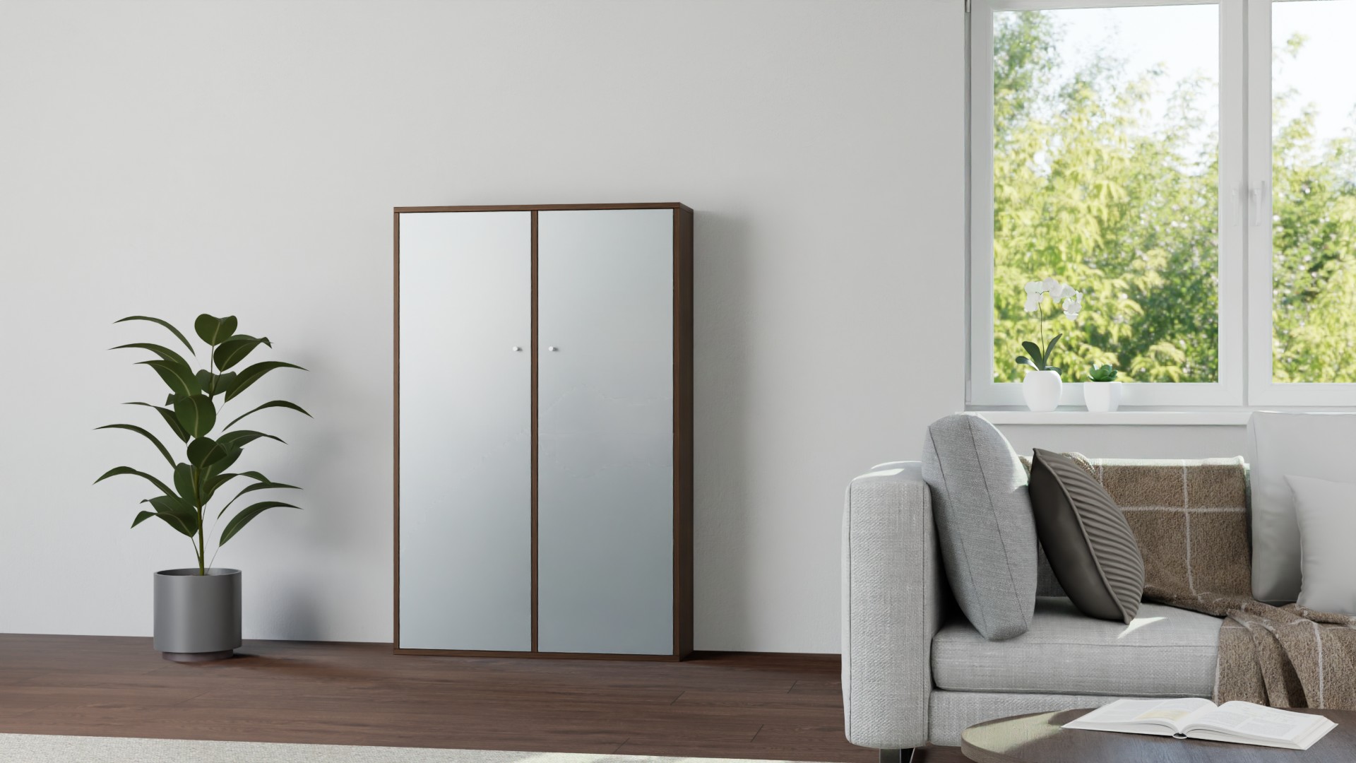 Klassische Vitrine nach Maß - Regal mit Glastüren Echtholz Furnier