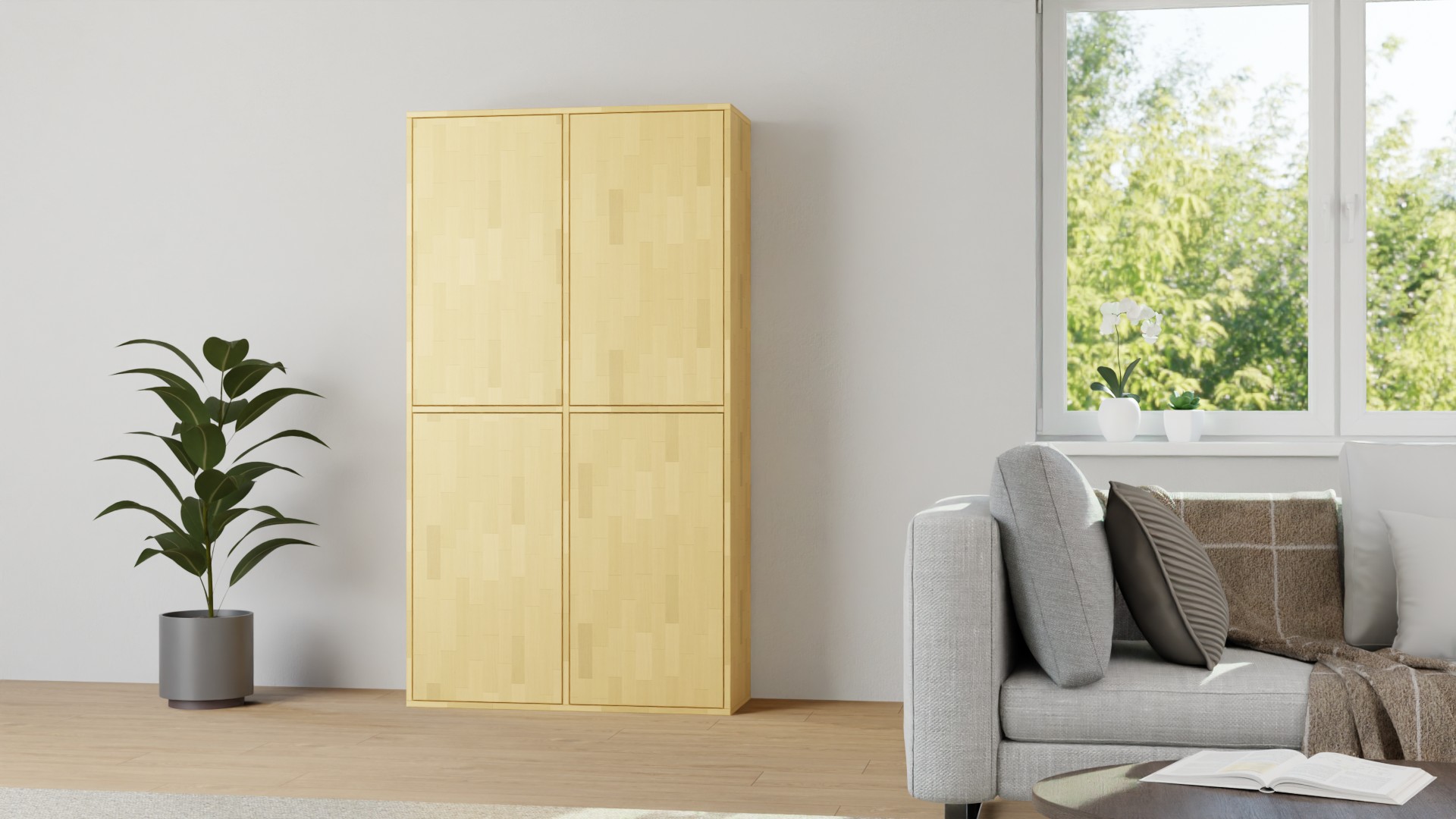 Haushaltsregal mit Türen nach Maß Buche