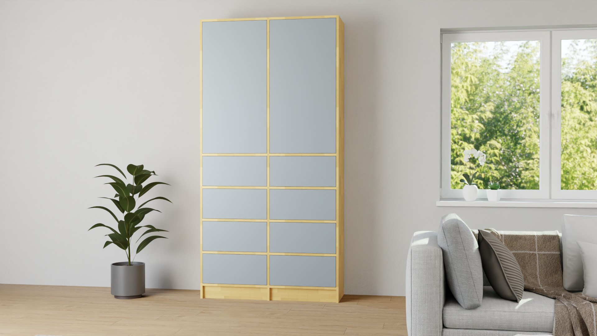 Großes, geschlossenes Regal nach Maß Buche