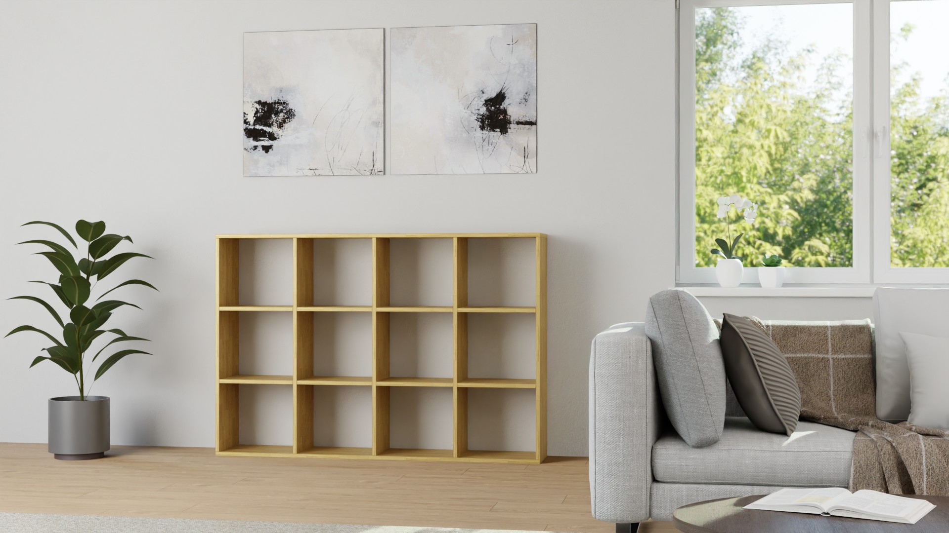 Breites Ordnerregal nach Maß Eiche