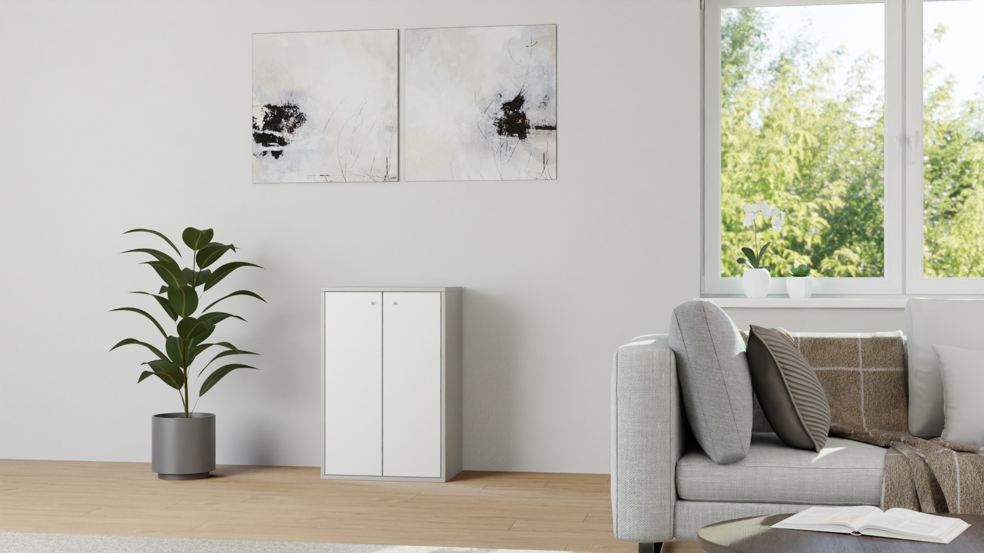 Kleiner Aufbewahrungsschrank mit Flügeltüren Premium Dekore