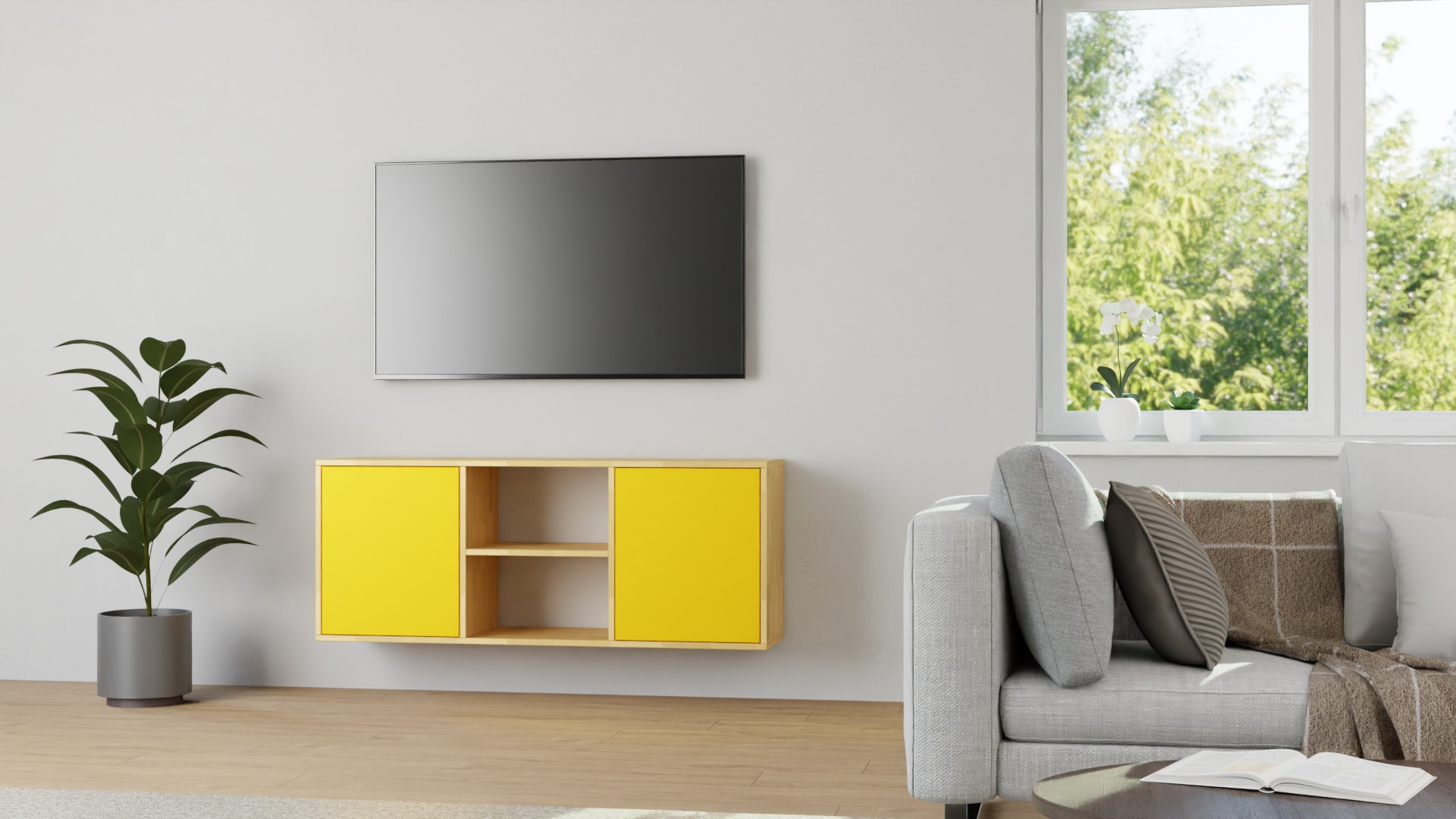 Hängesideboard nach Maß – diverse Materialien Buche