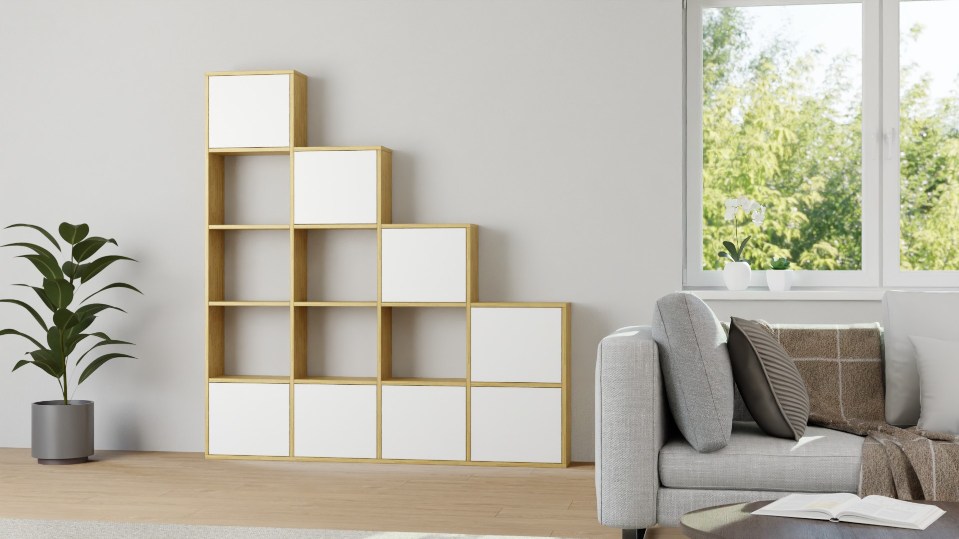 Stufenregal nach Maß Eiche