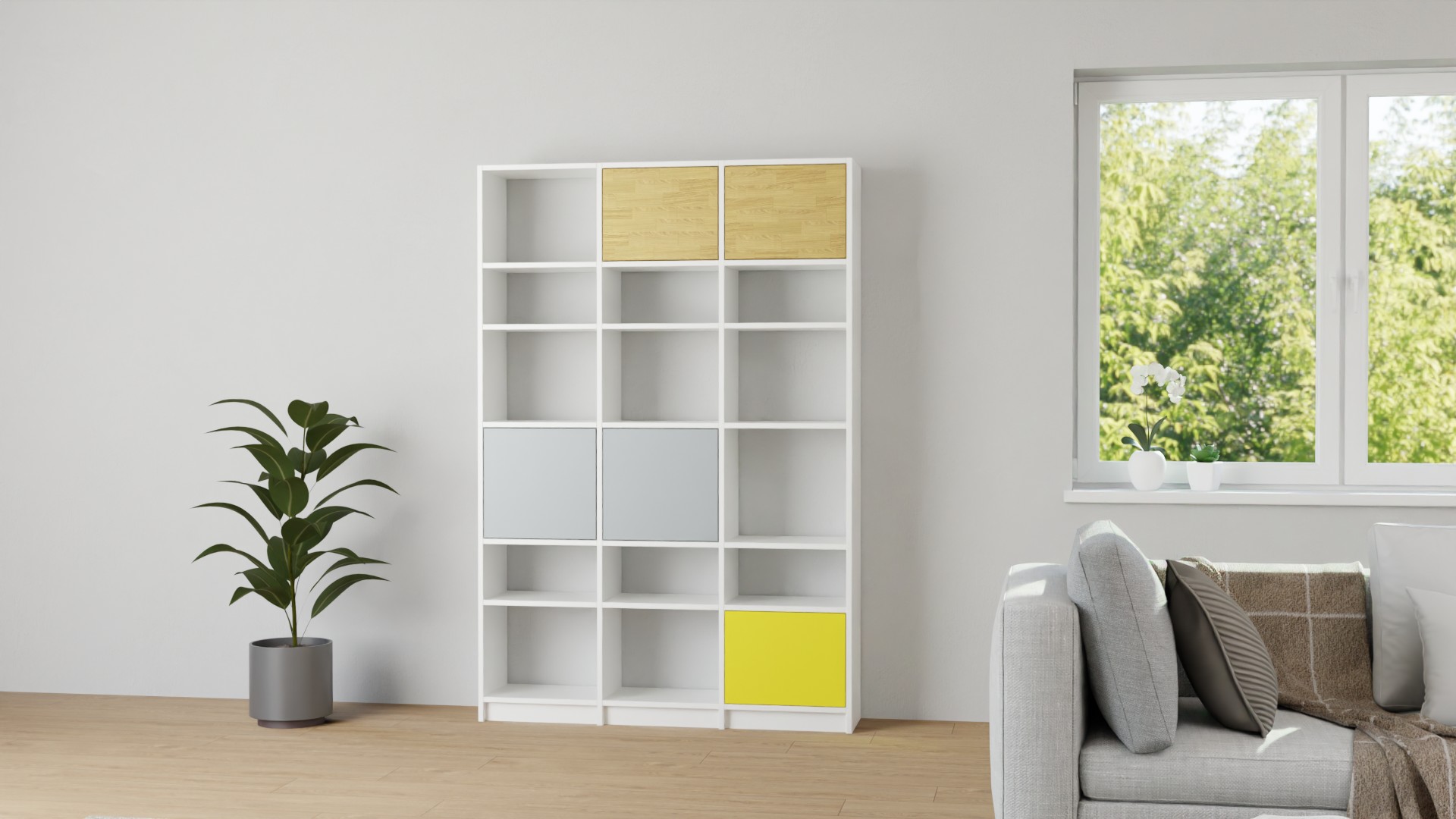 Modernes Bücherregal - Regal mit Türen MDF Beschichtet