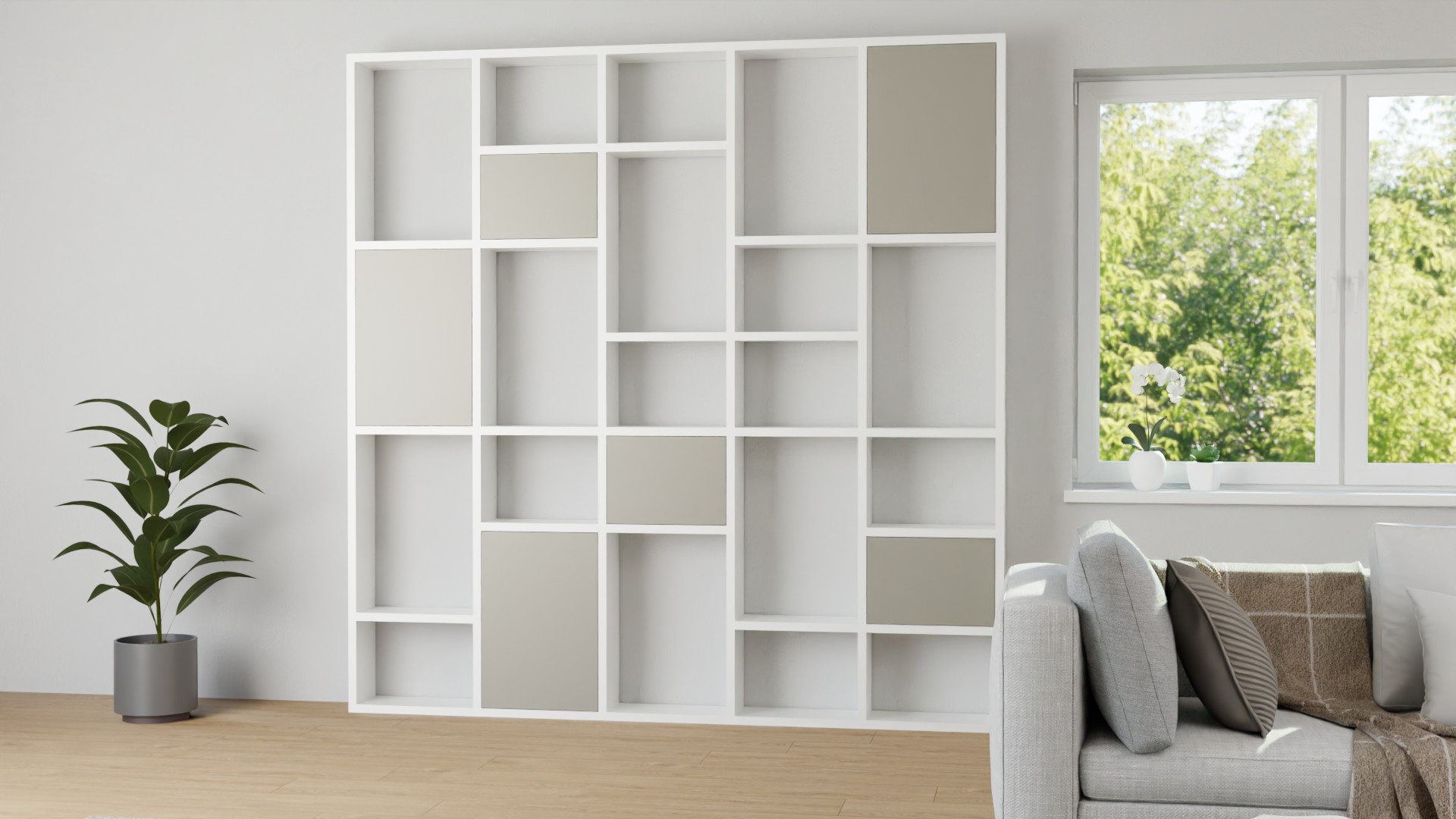 Großes Regal nach Maß - Bücherregal mit Türen MDF Beschichtet