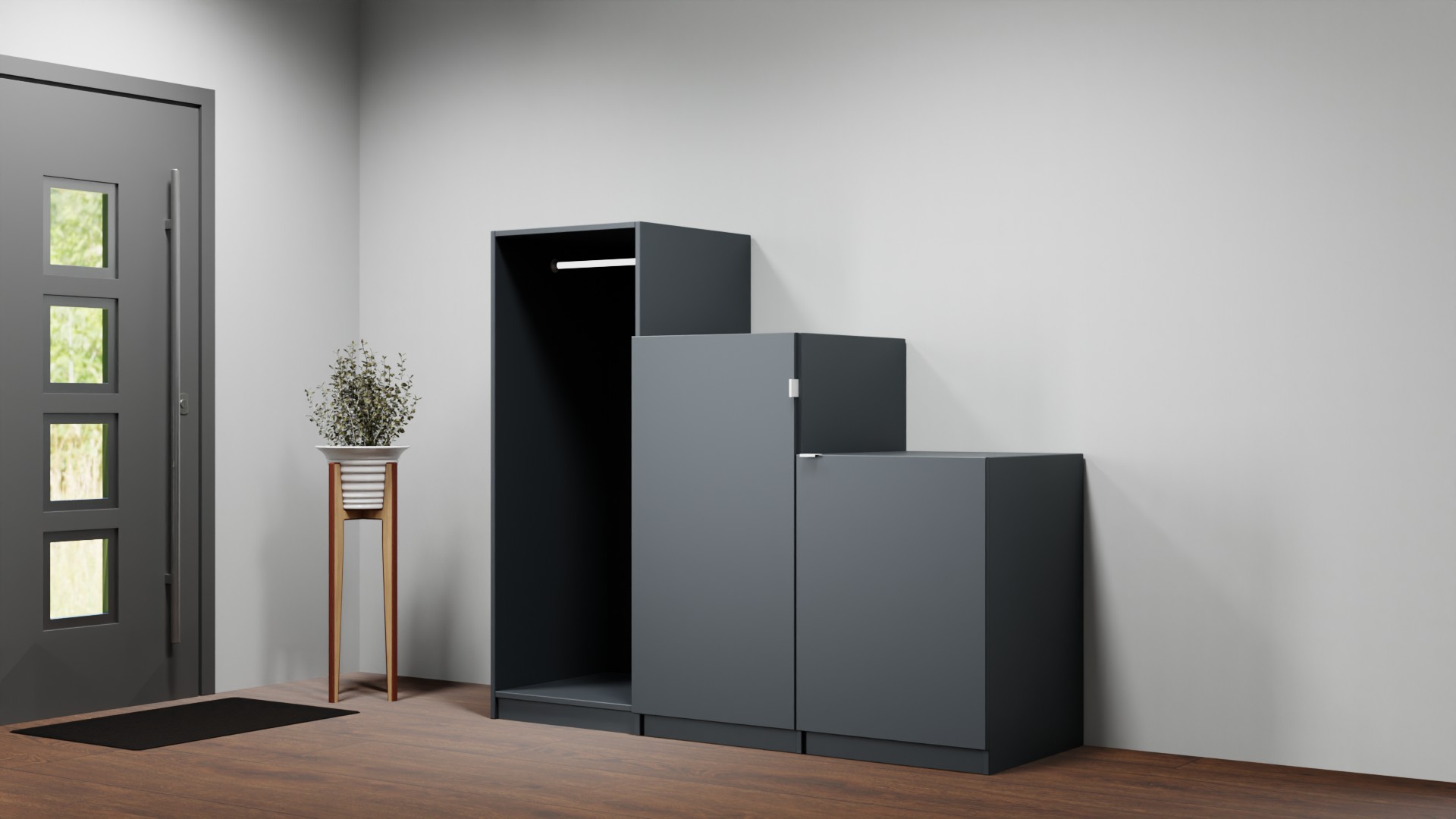 Niedriger Stufenkleiderschrank nach Maß Premium Dekore