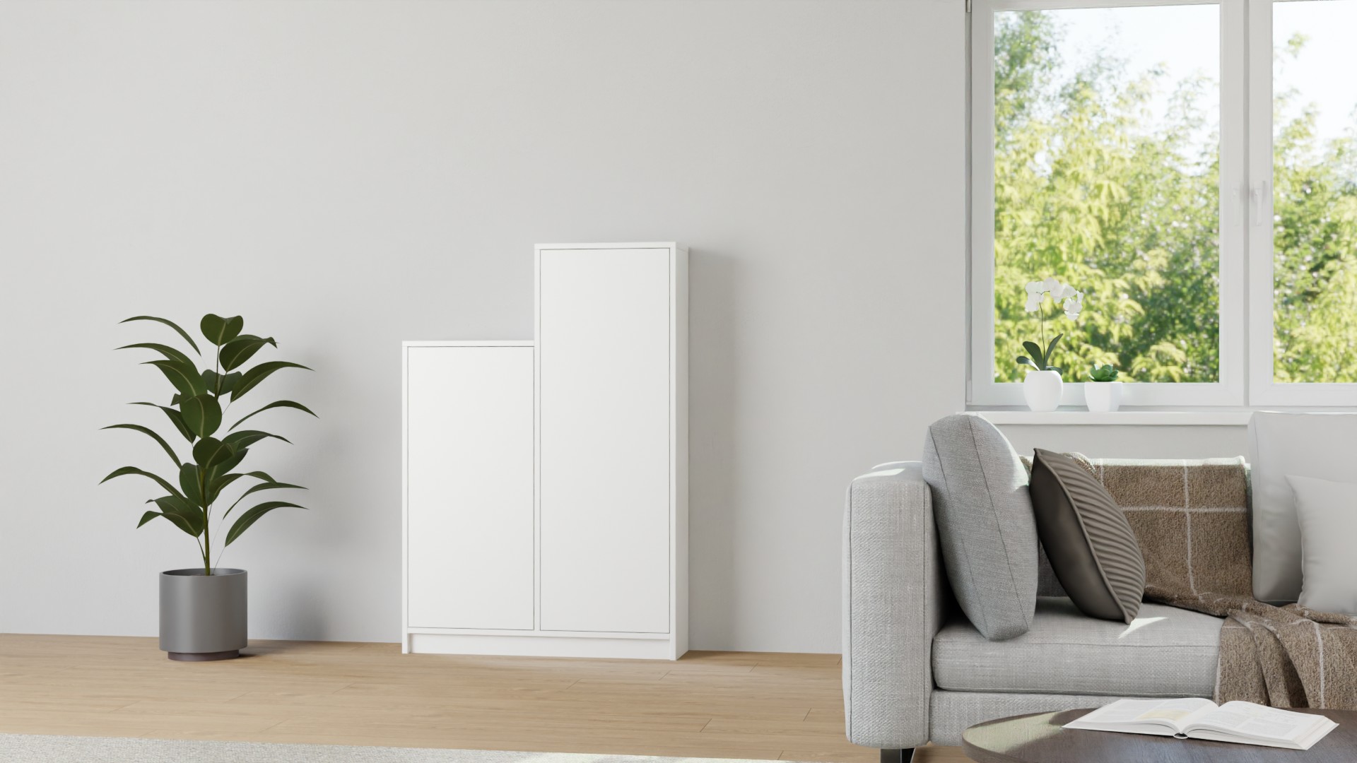 Asymmetrisches Bücherregal mit Türen MDF Beschichtet