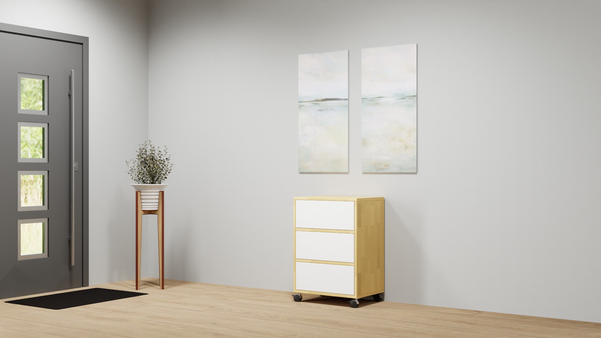 Beistellschrank mit Rollen nach Maß Buche