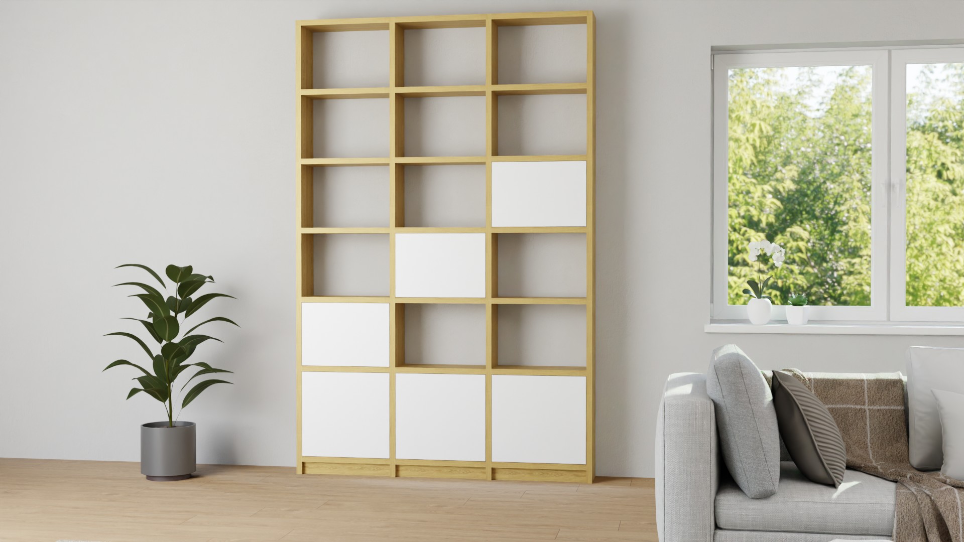 Bücherregal mit Türen Eiche