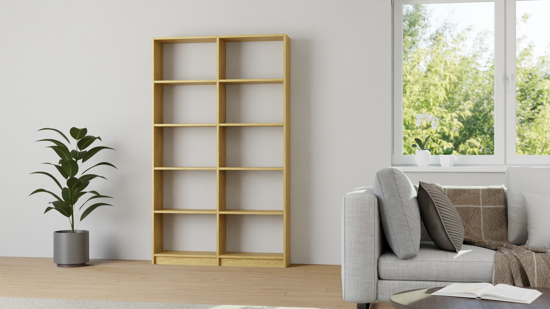 Schlichtes Haushaltsregal nach Maß Eiche