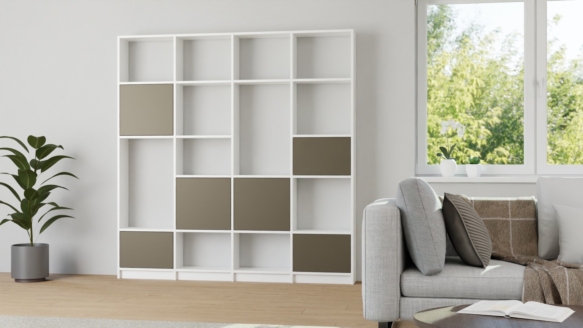 Moderne Bücherwand nach Maß MDF Beschichtet