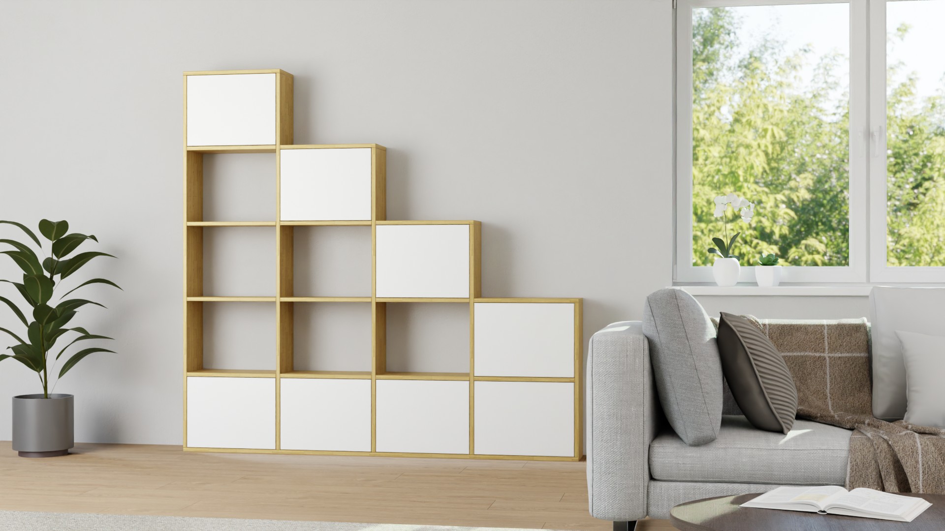 Stufenregal nach Maß Eiche