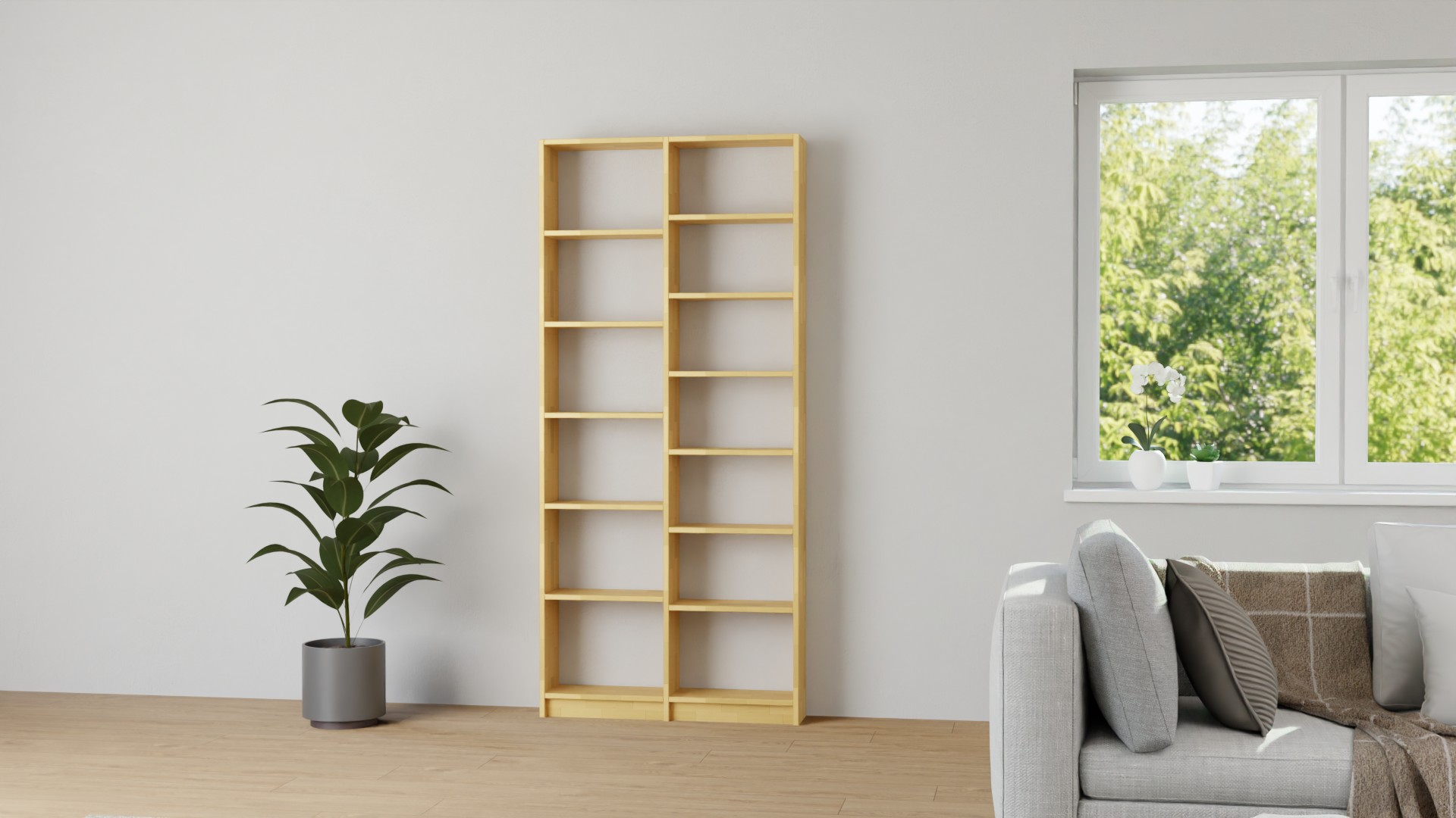 Hohes Bücherregal nach Maß - Hohes Regal mit vielen Optionen Buche