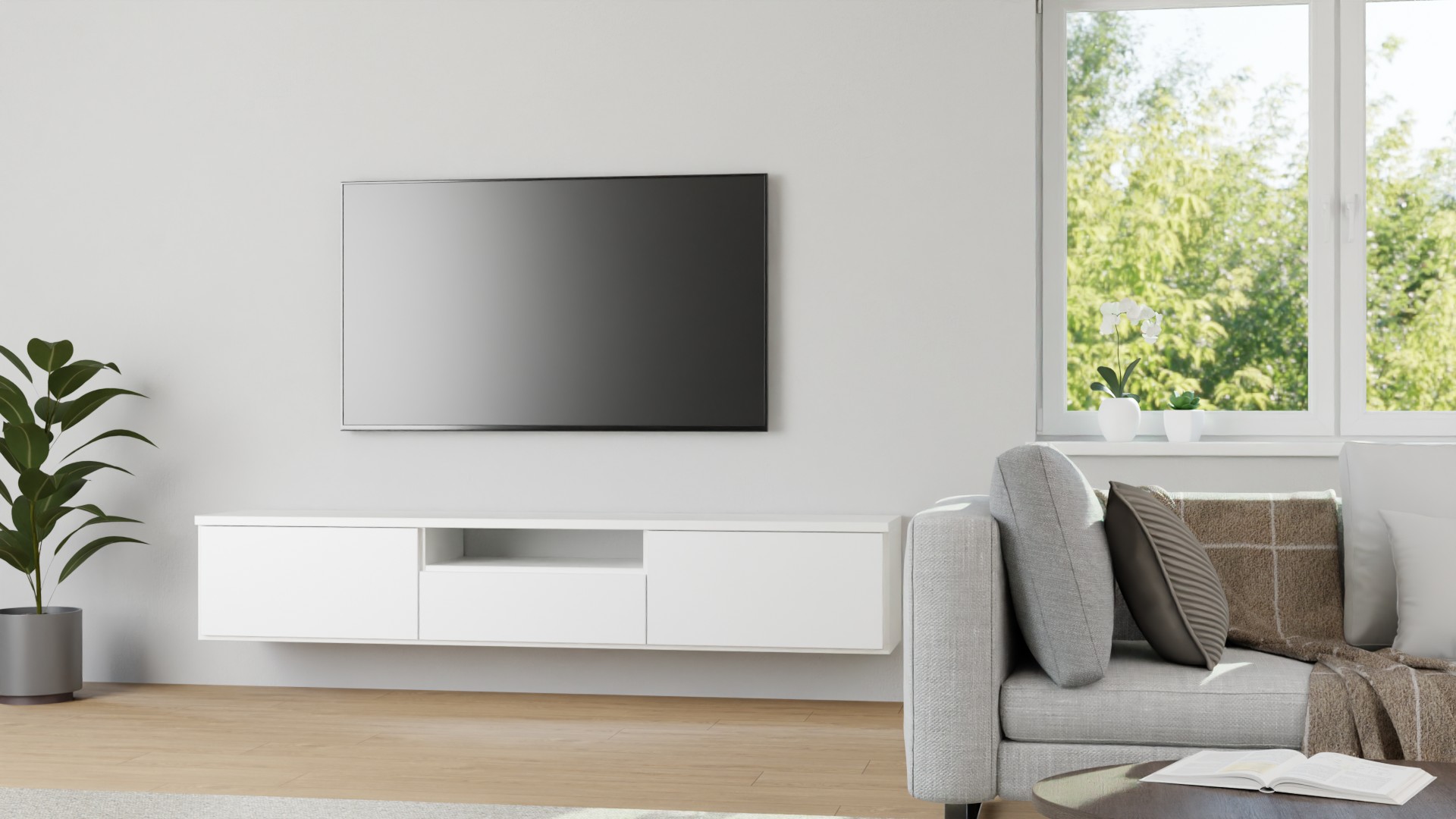 Stylishes Hängesideboard nach Maß MDF Beschichtet