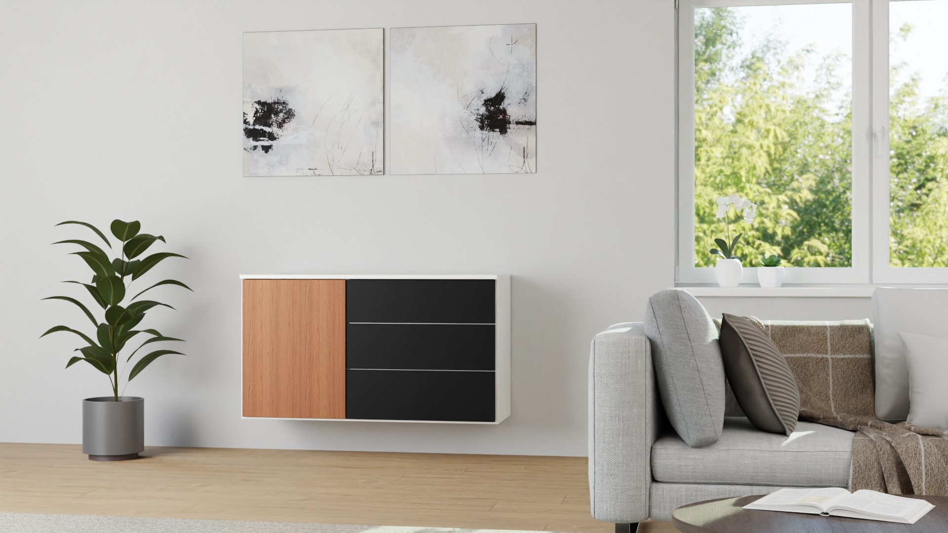 Stylishe Hängekommode nach Maß MDF Beschichtet