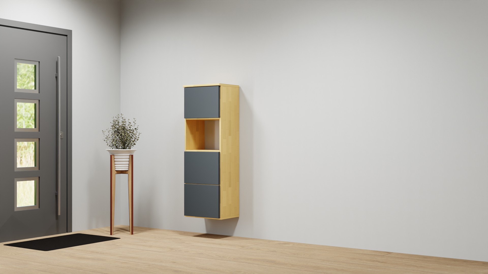 Telefonschrank mit Wandhalterung nach Maß Buche