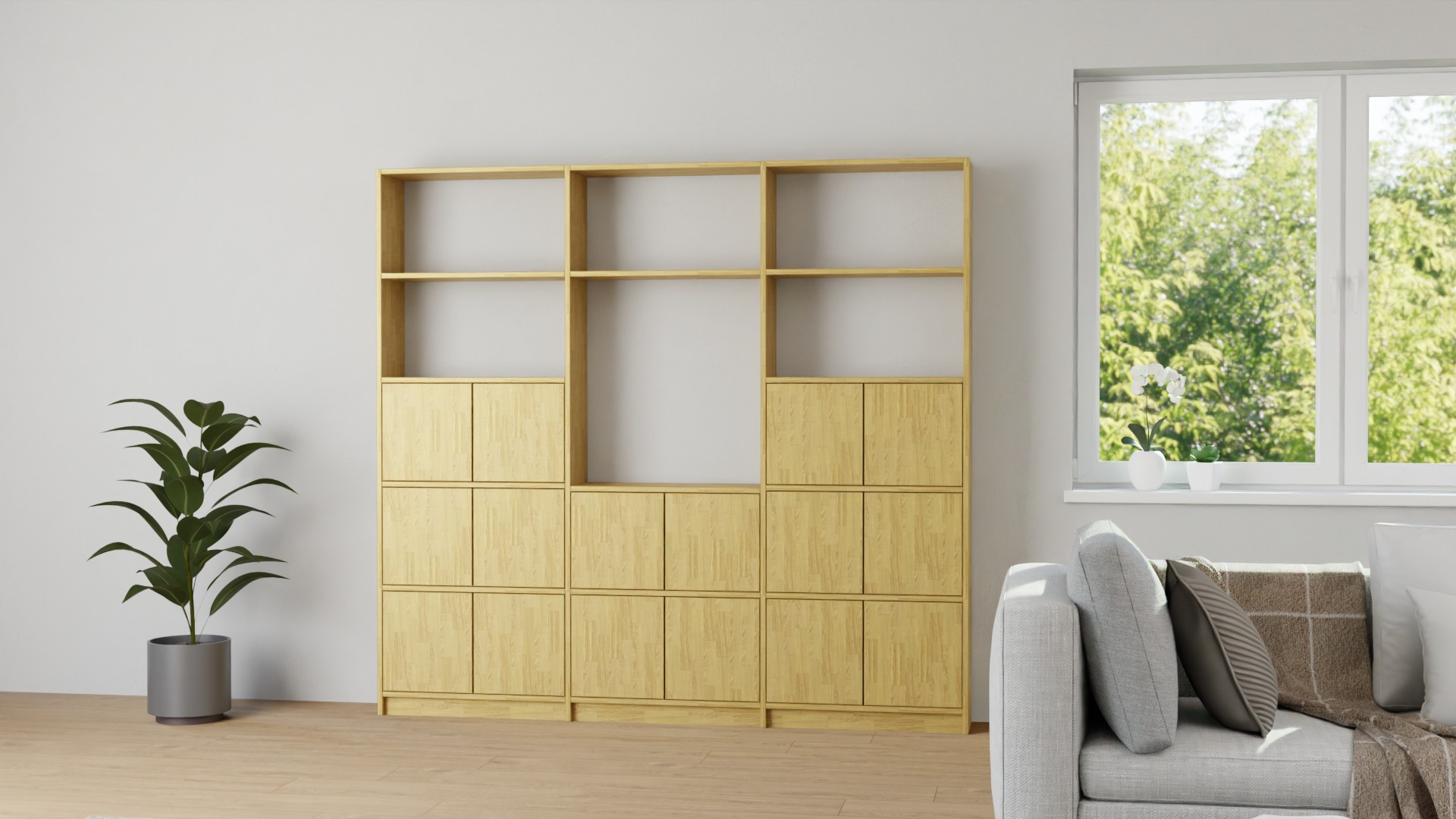 Stylische TV Wand - TV-Regal nach Maß Eiche