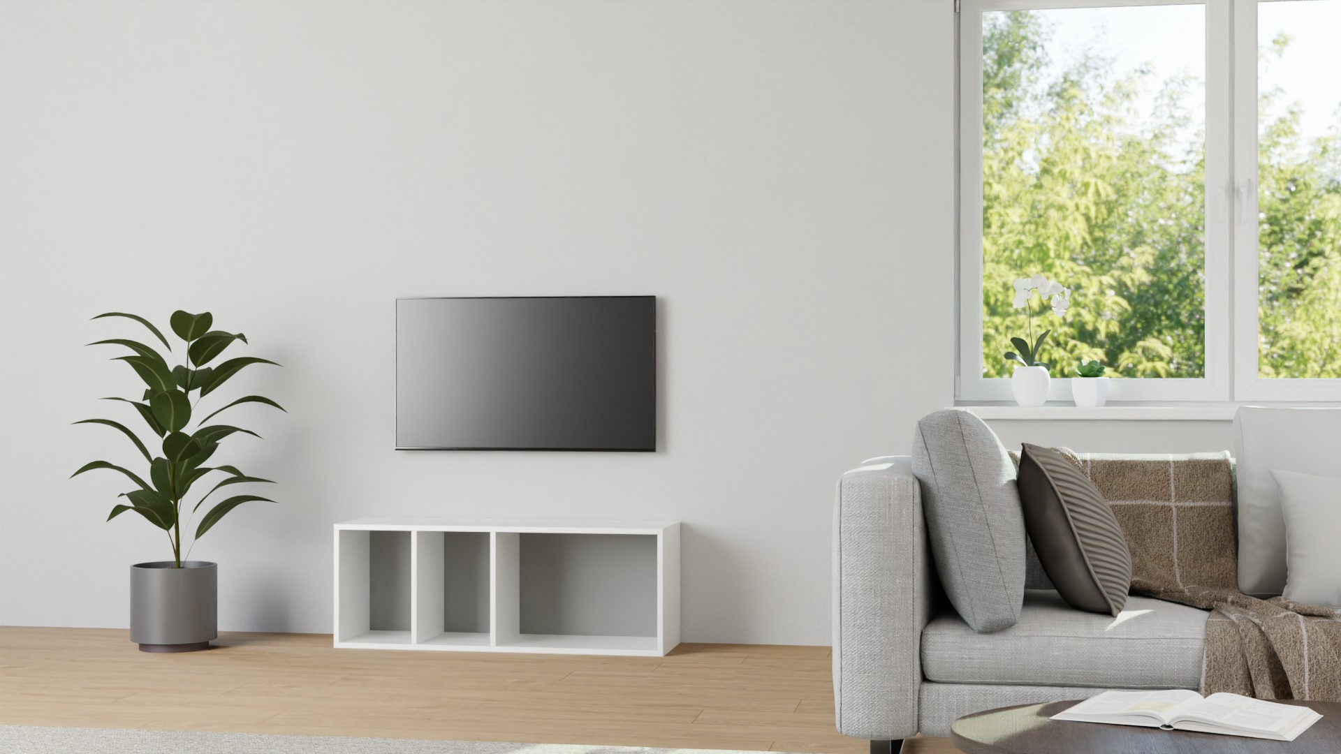 Schlichtes Lowboard weiß MDF Beschichtet