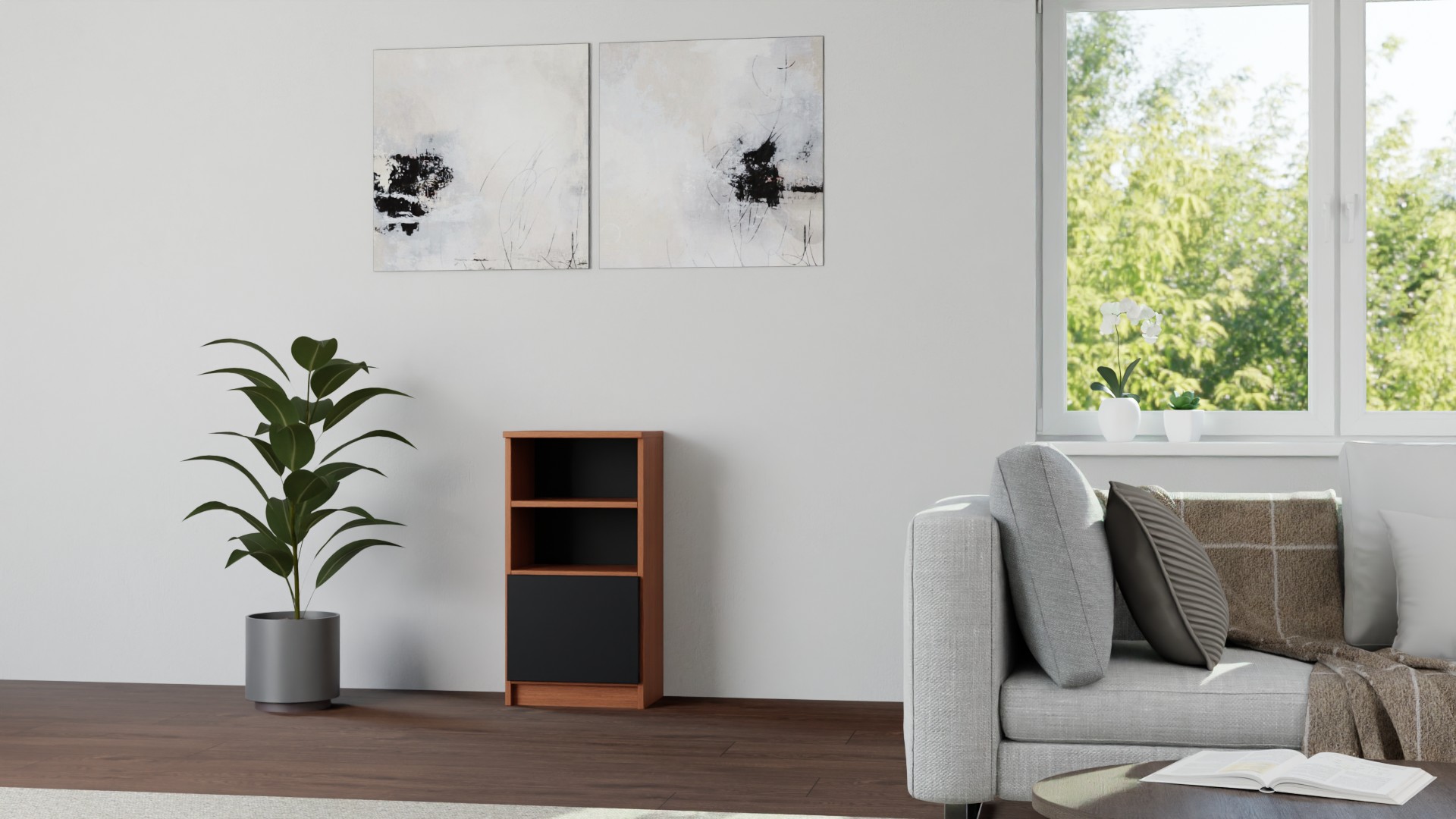 Schlichtes Sideboard aus Echtholz Furnier Echtholz Furnier