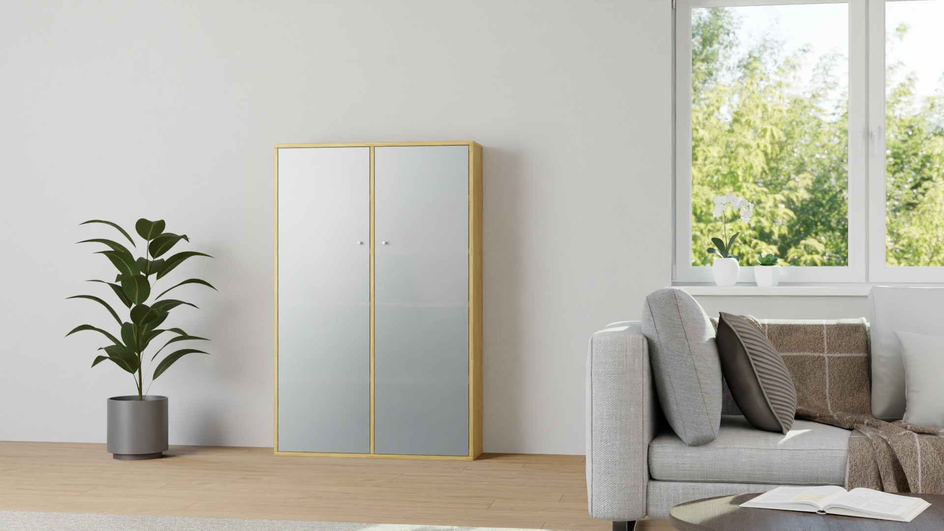 Klassische Vitrine nach Maß - Regal mit Glastüren Eiche