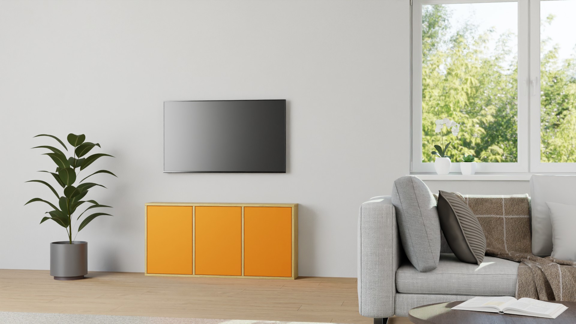 Stylishes 20 cm tiefes Sideboard Eiche