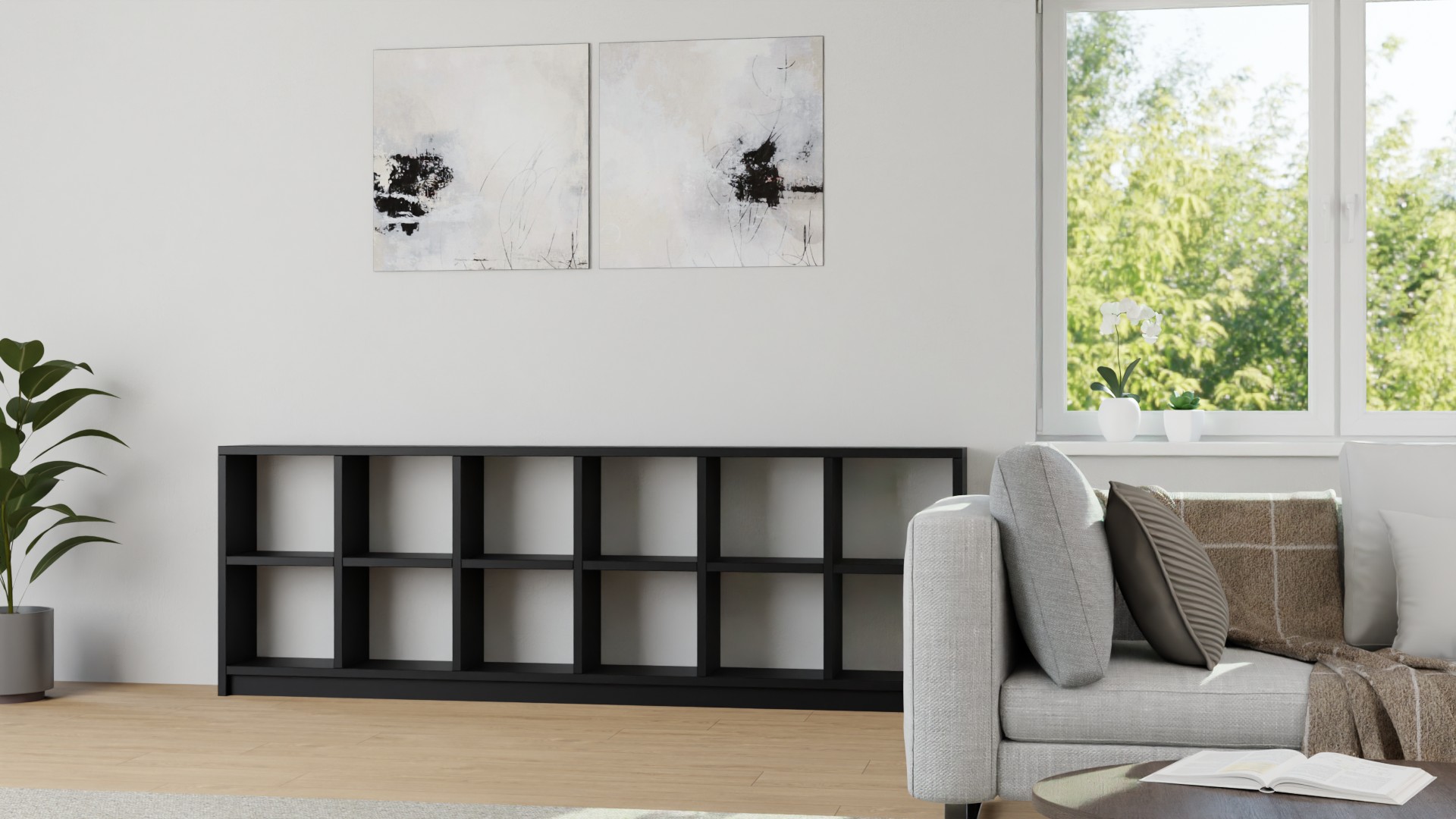 Niedriges Bücherregal - Sideboard für Bücher und Deko geeignet MDF Lackiert