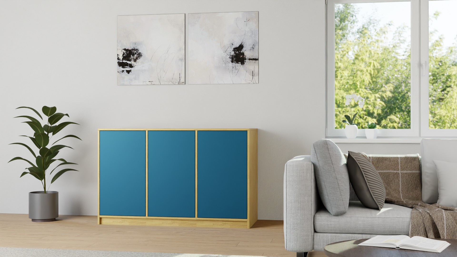 Blaues Sideboard von Pickawood Eiche