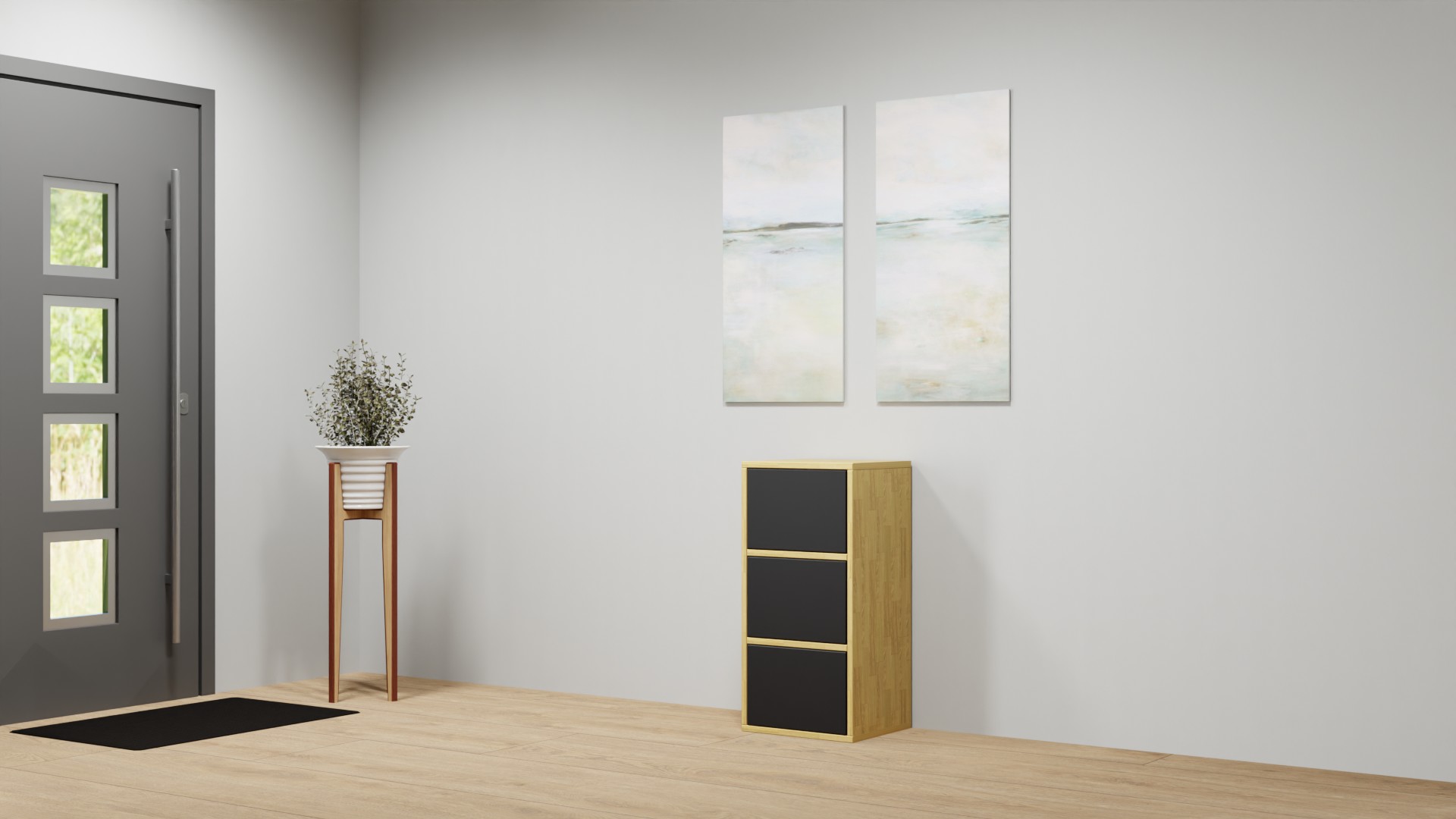 Schlichter Nachttisch mit Schubladen Eiche