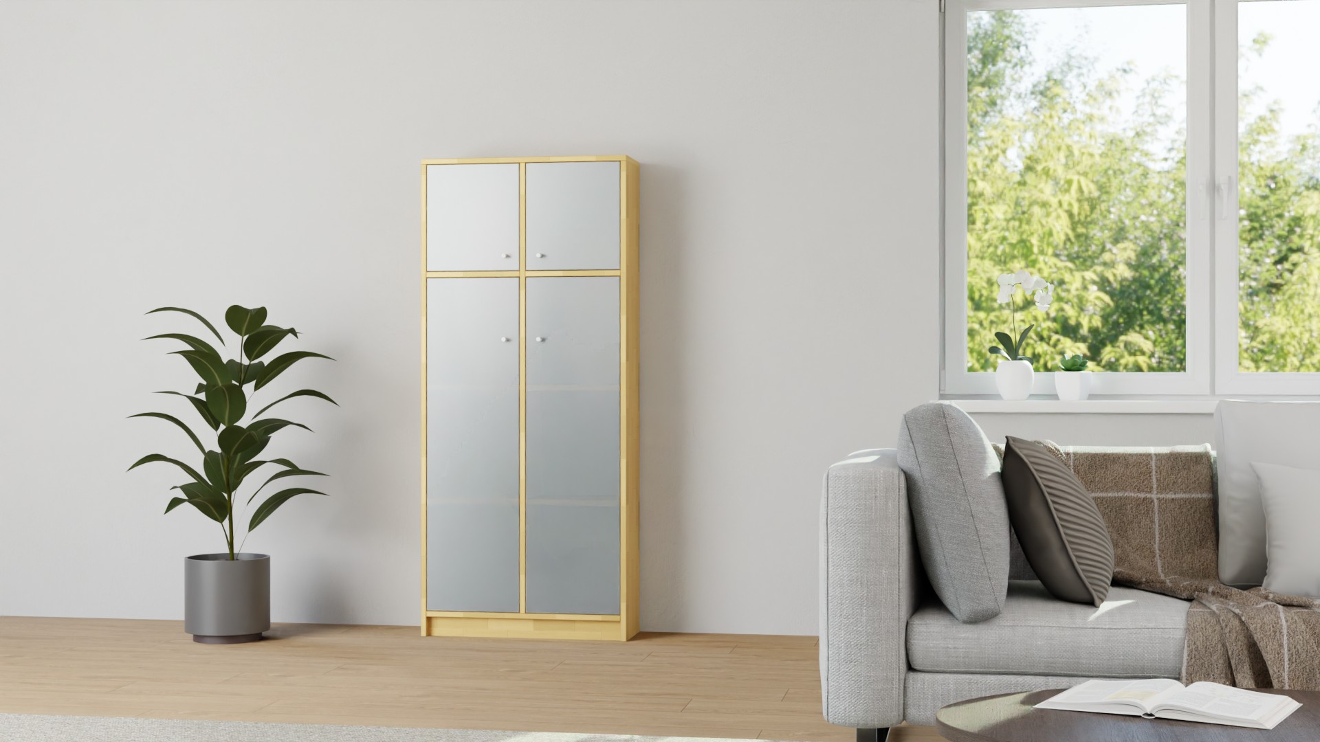 Maßgefertigte Vitrine Buche