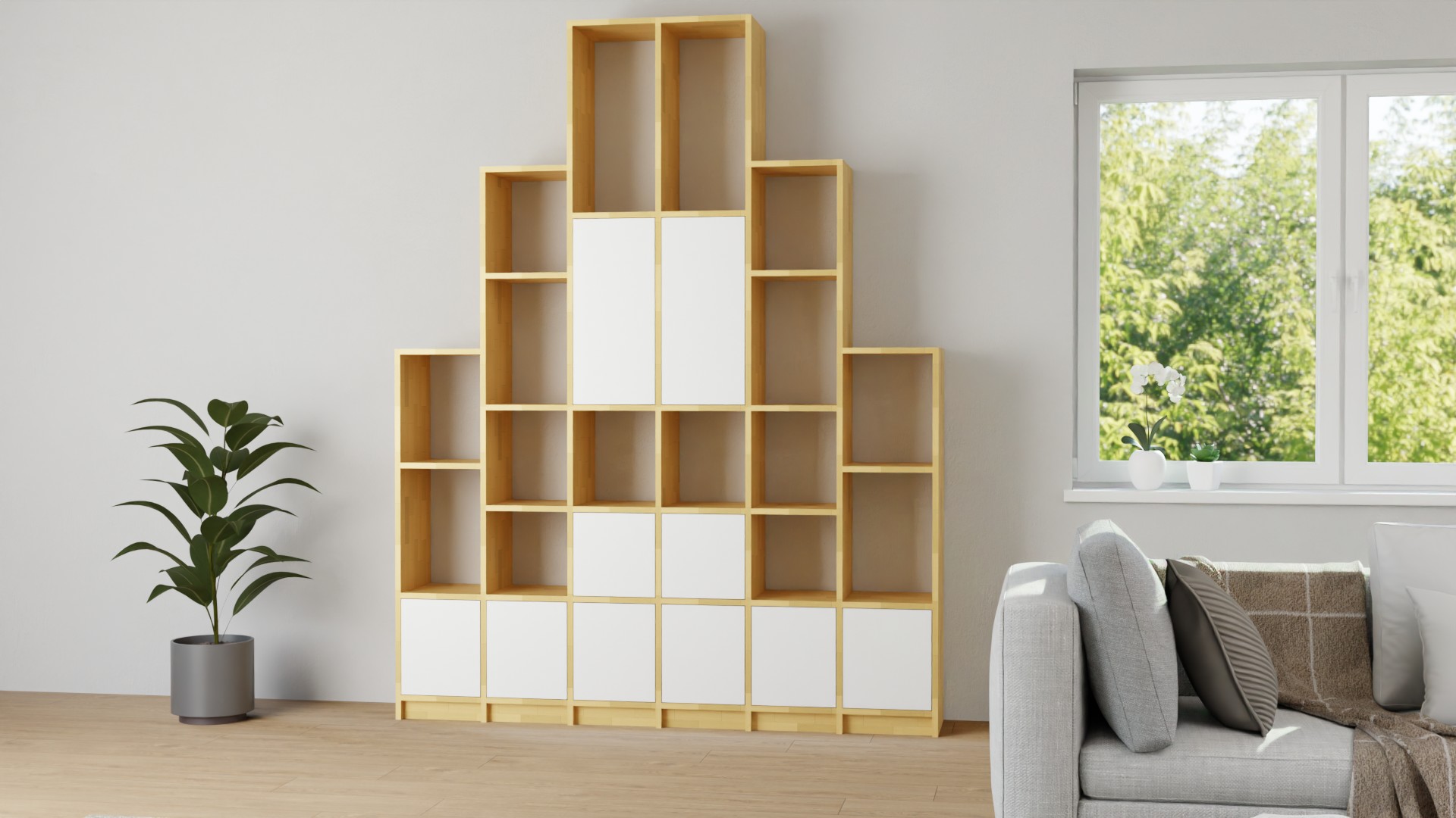 Moderne Wohnwand Buche