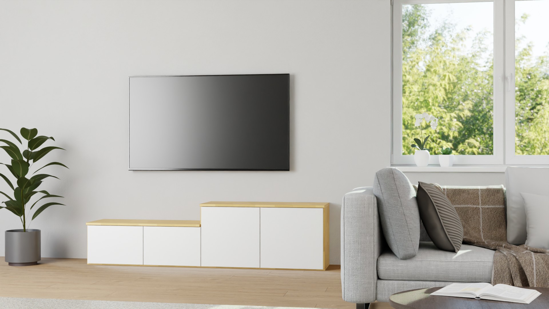 TV Lowboard nach Maß Buche