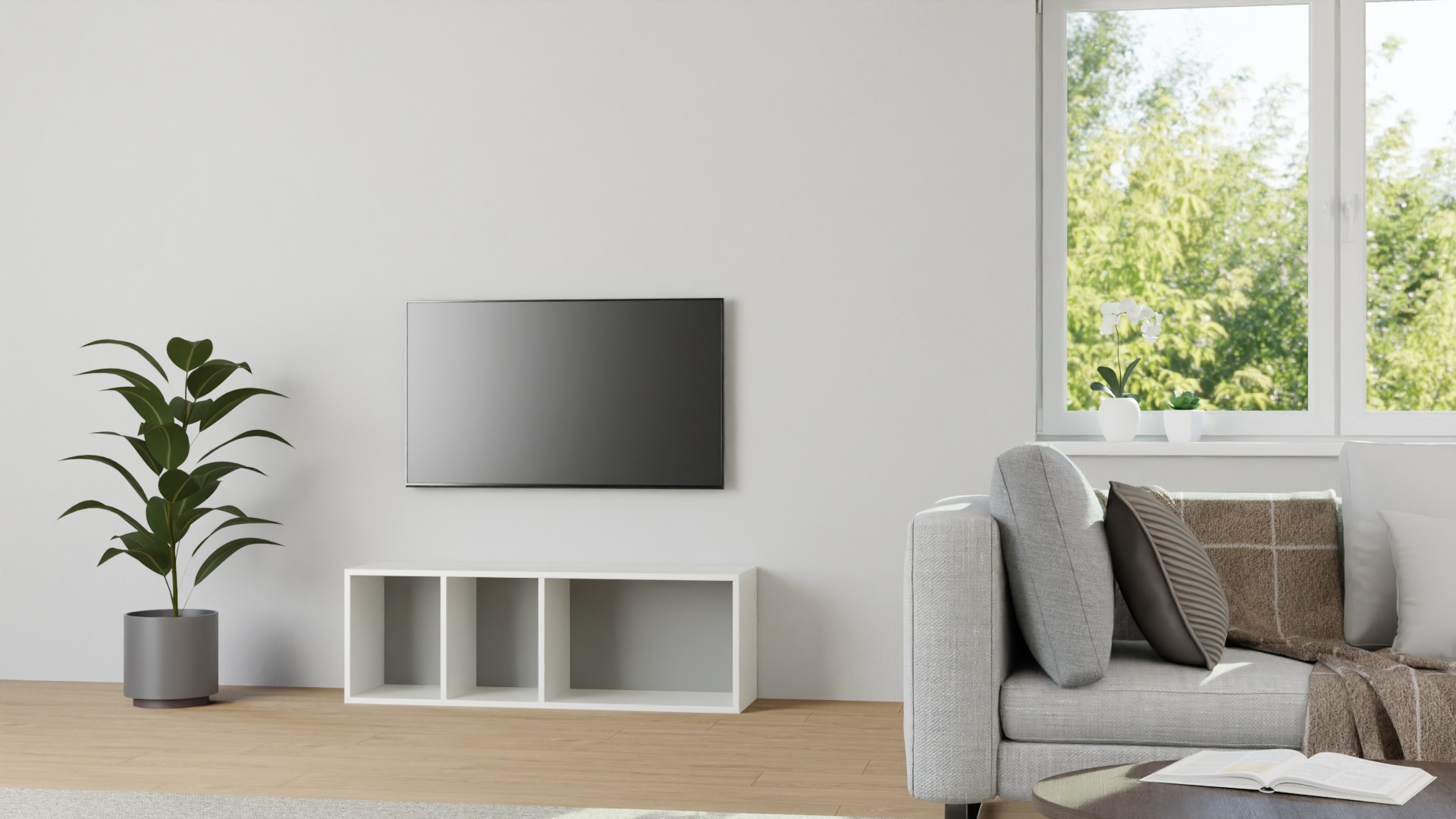 Schlichtes Lowboard weiß MDF Lackiert