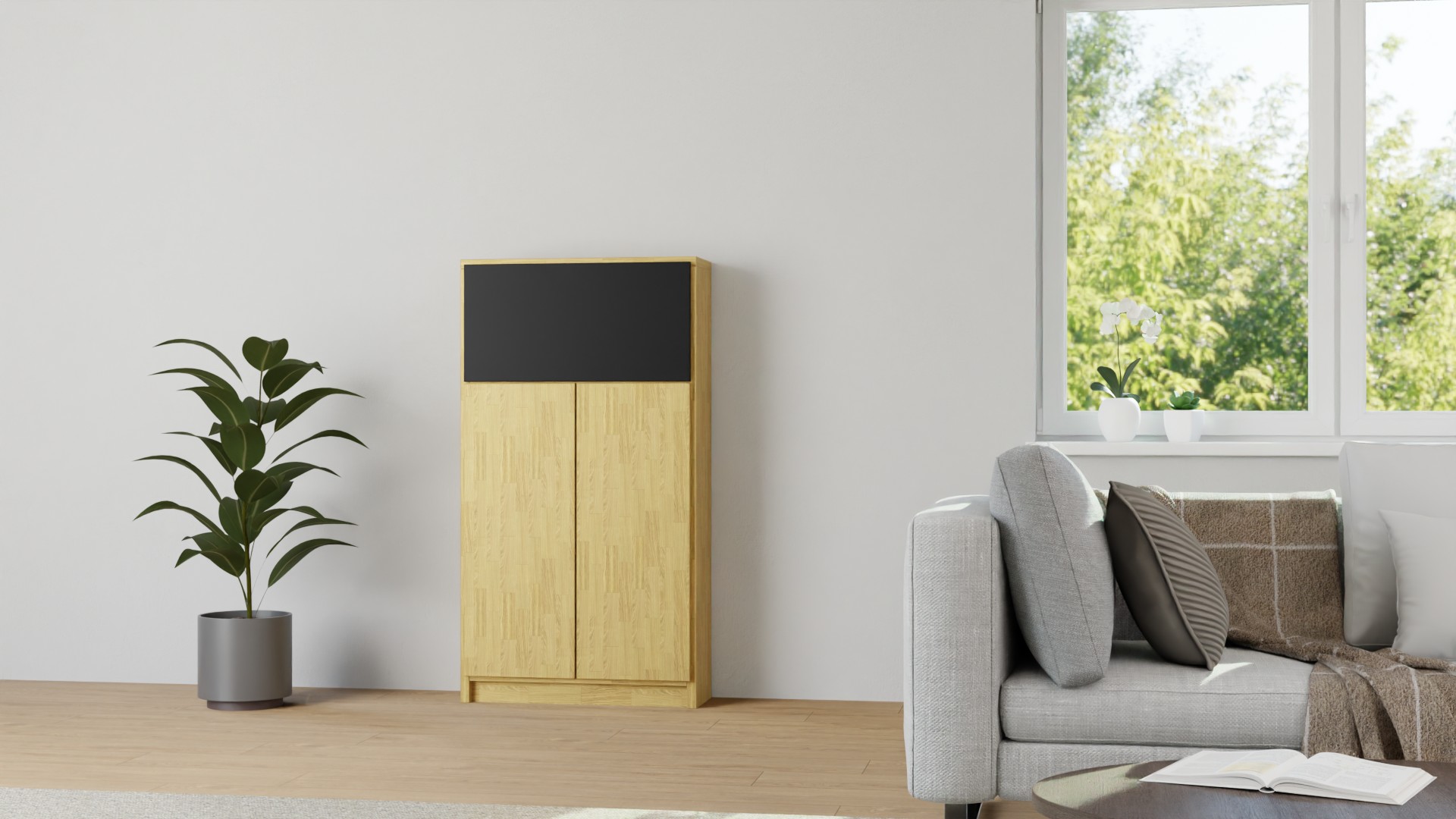 Stylisher Barschrank nach Maß Eiche