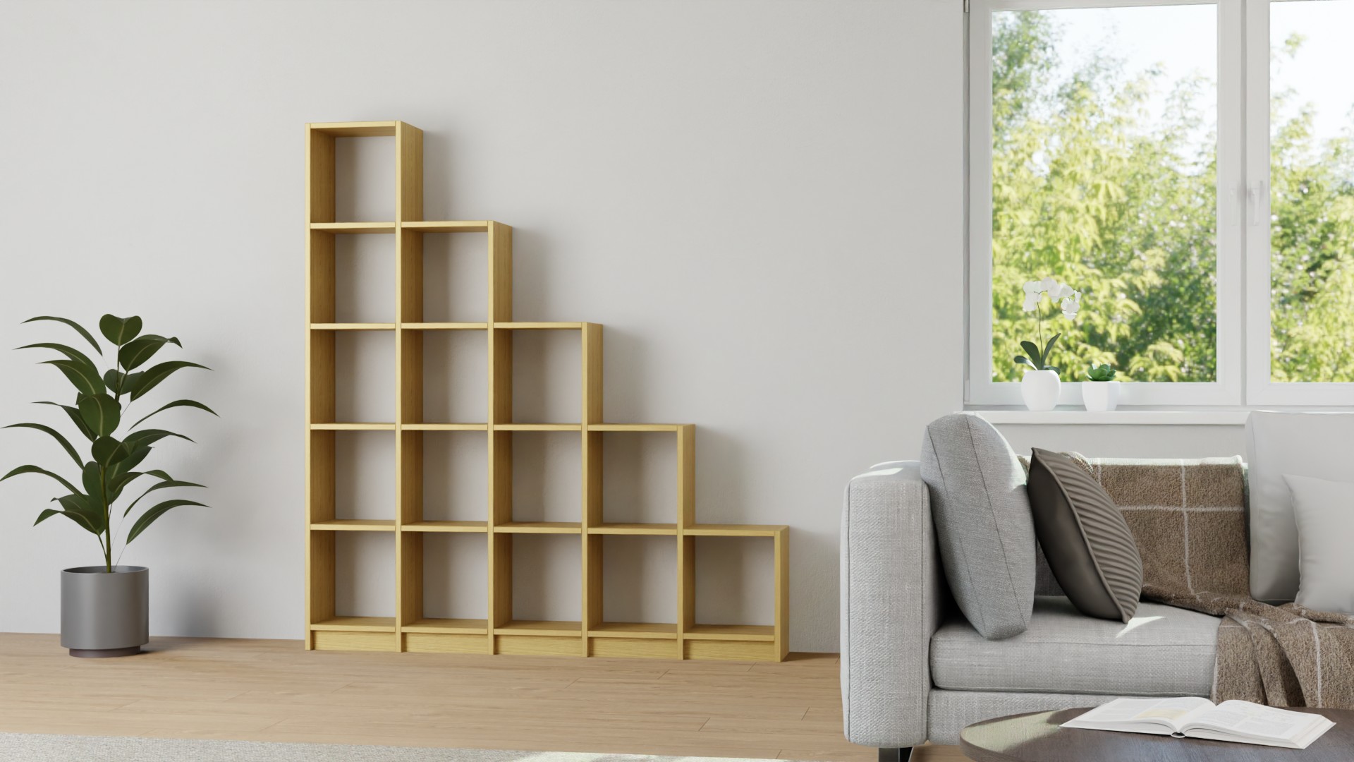 Stufenregal aus Massivholz - Massivholzregal mit vielen Optionen Eiche